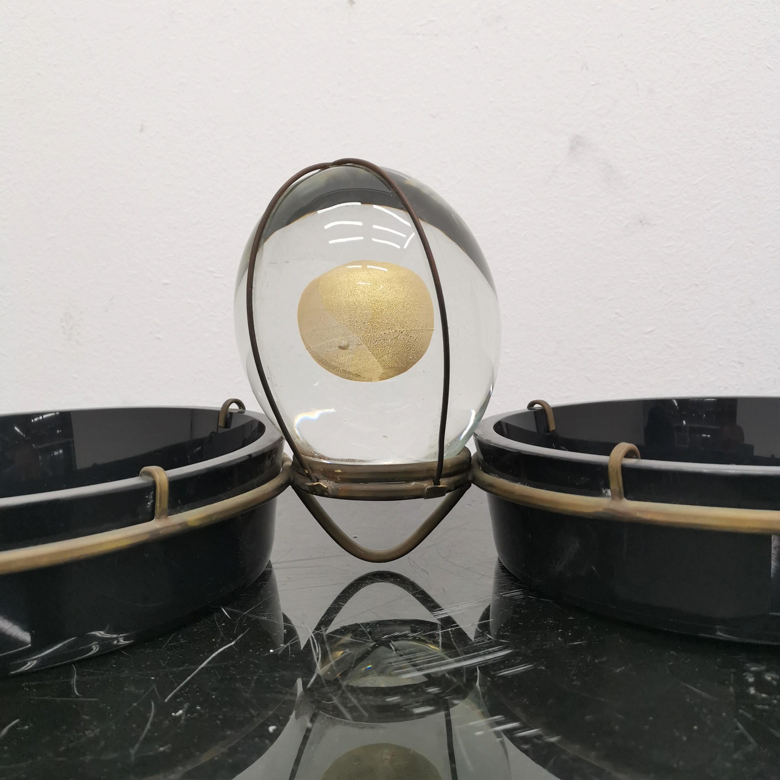 Midcentury Brass Glass and Plastic Tommaso Barbi Empty Pocket, 1970s 2
