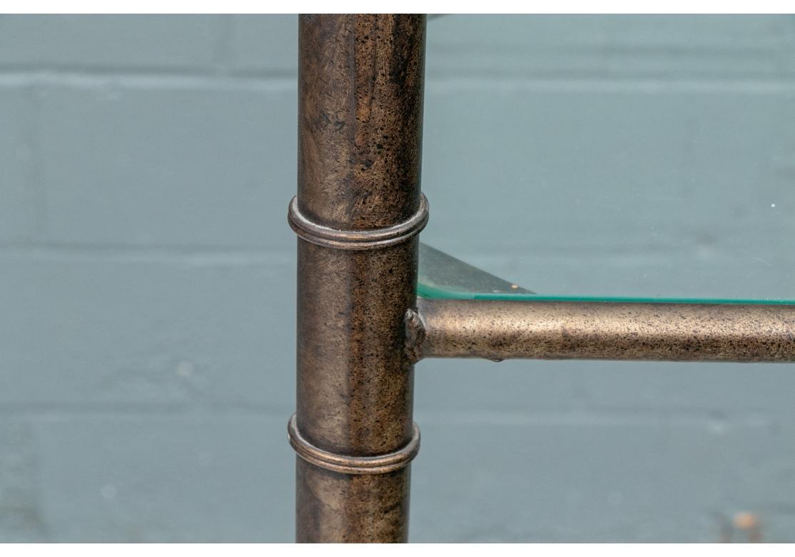 Mid Century Brass & Glass Bamboo Form Etagere In Fair Condition In Bridgeport, CT