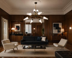 Kronleuchter aus Messing und Glas im Mid-Century-Stil von Maison Lunel, 1950er Jahre