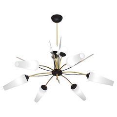 Kronleuchter aus Messing und Glas im Mid-Century-Stil von Maison Lunel, 1950er Jahre