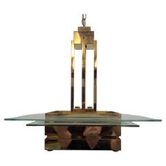 Messing-Glas-Kronleuchter aus der Mitte des Jahrhunderts in der Art von Petitot