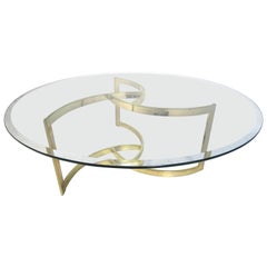 Midcentury Brass and Glass Coffee Table