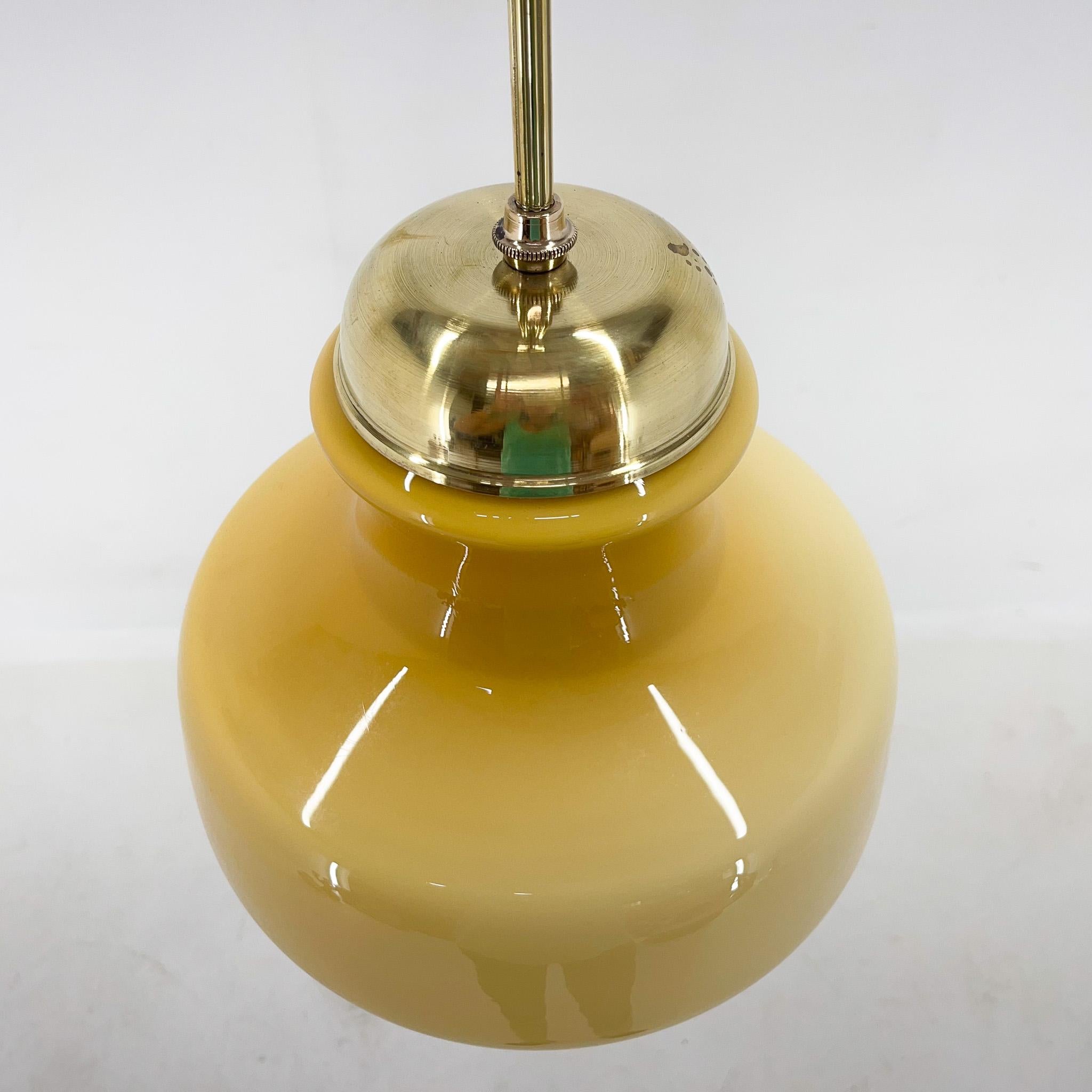 Mid-Century Brass & Glass Pendant Light, 1970s For Sale 5