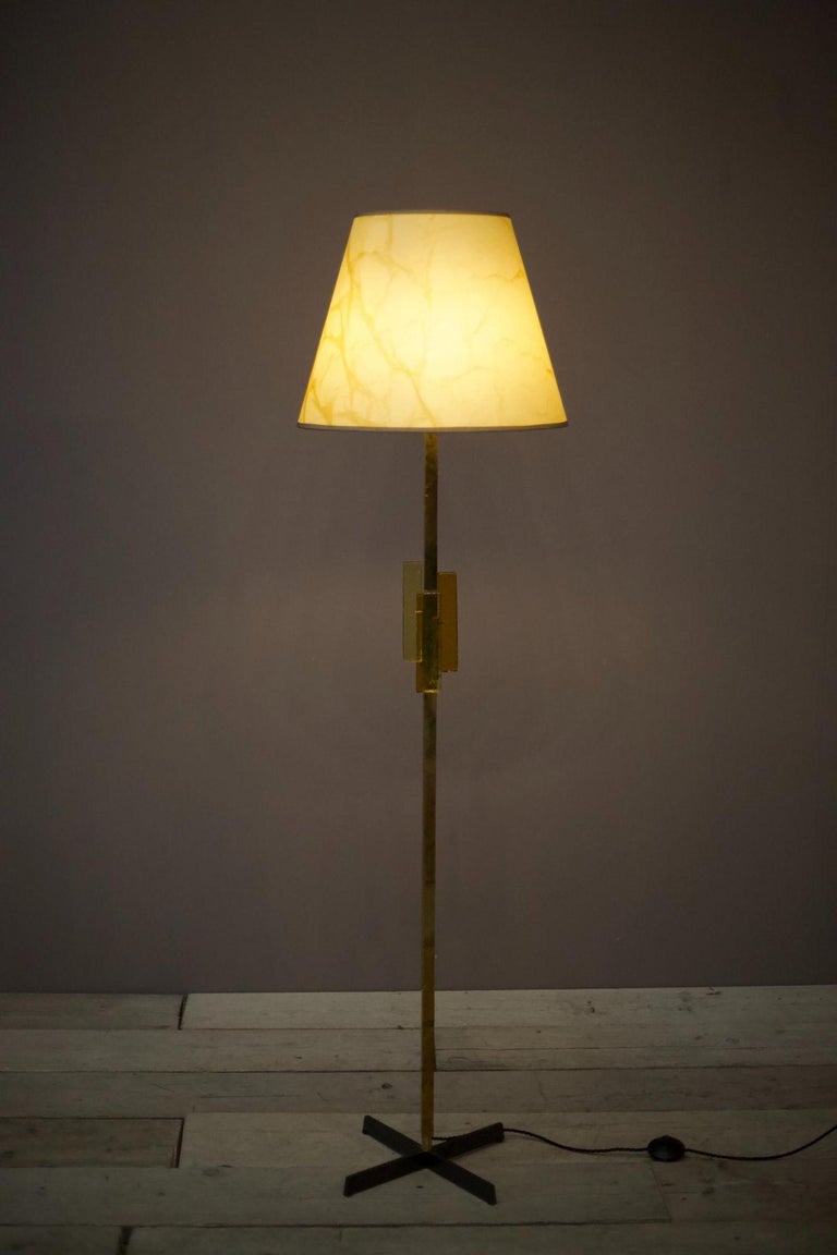 MidCentury Brass and Glass Scandinavian Floor Lamp For Sale at 1stDibs