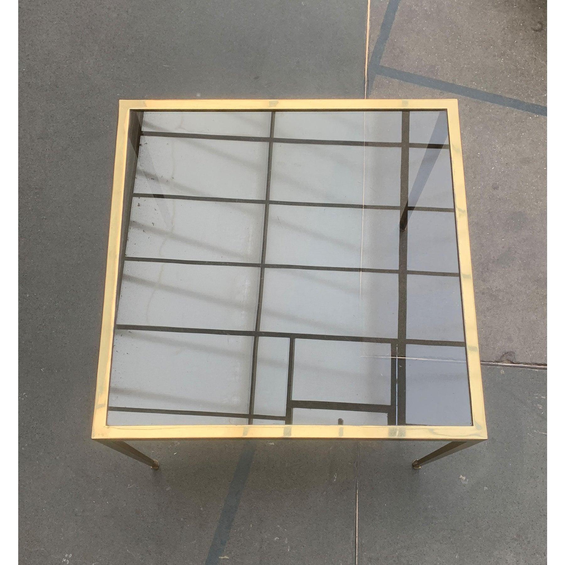 20ième siècle Table de canapé en laiton et verre du milieu du siècle, Vereinigte Werkstätten, années 1960 en vente