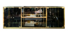 Mid-Century Brass, Glass Sideboard in the Style of Maison Jansen / Romeo Rega