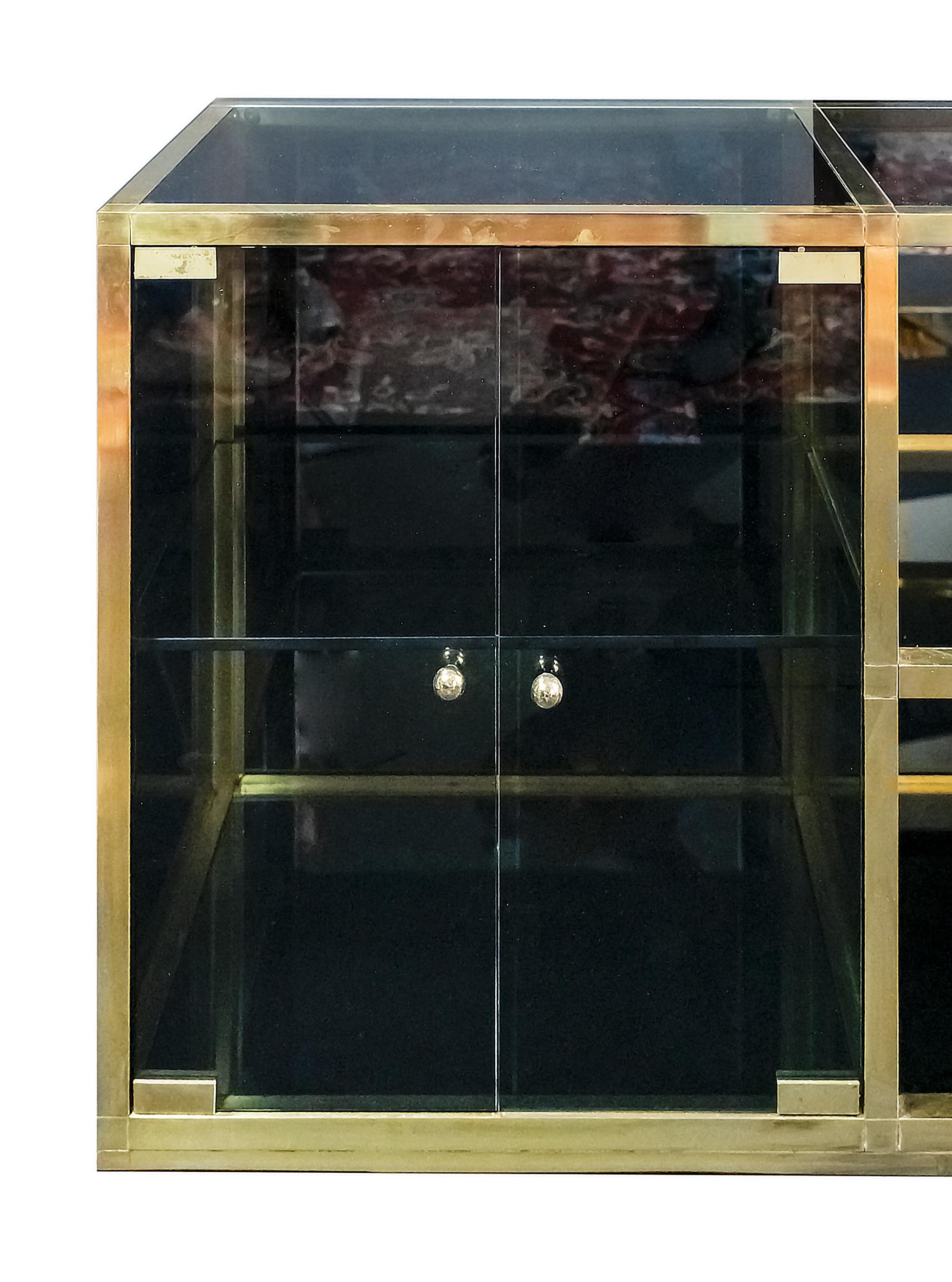 Mid-Century Modern Mid-Century Brass, Glass Sideboard in the Style of Maison Jansen / Romeo Rega For Sale