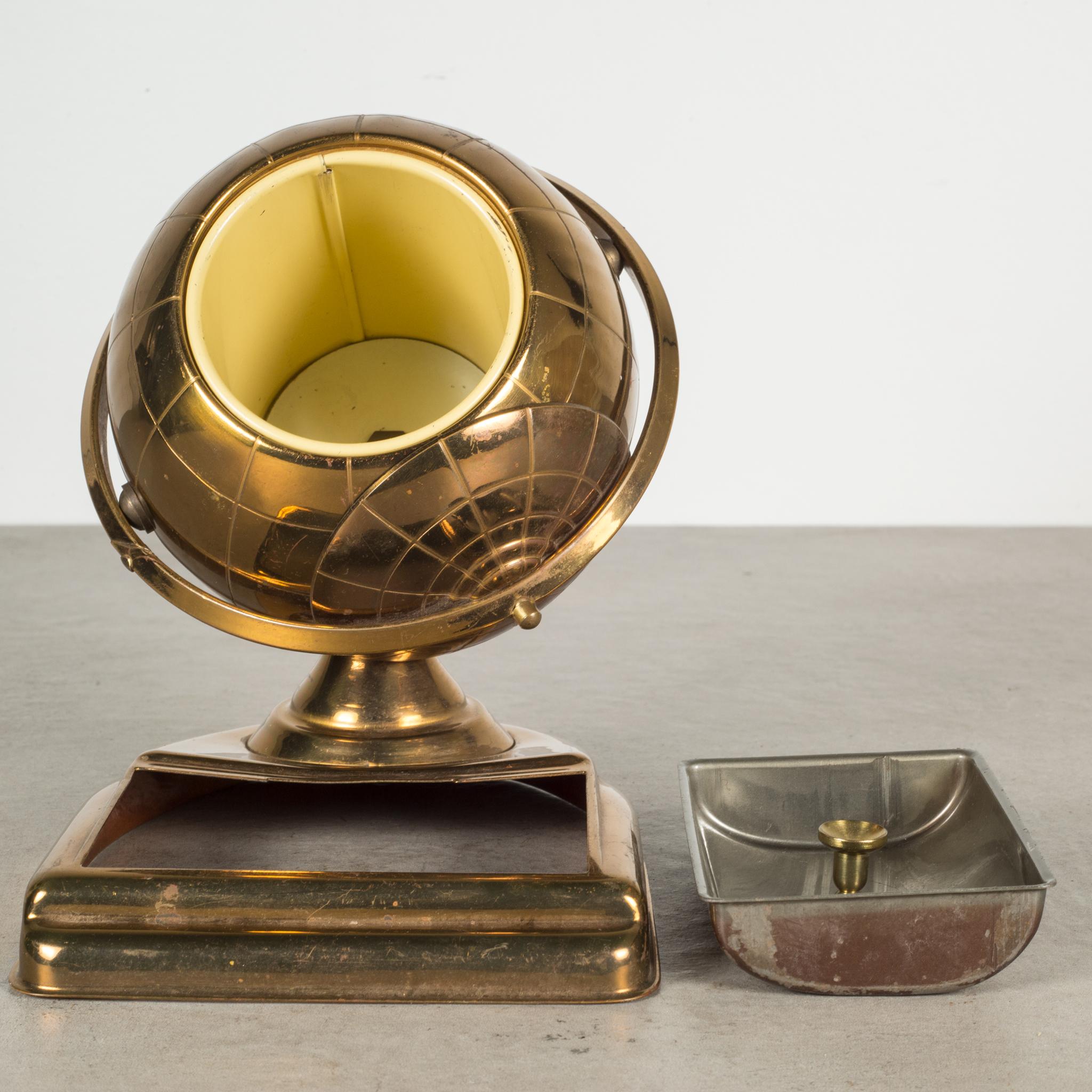 20th Century Mid-Century Brass Globe Cigarette Holder and Ashtray/Coin Dish, c.1960