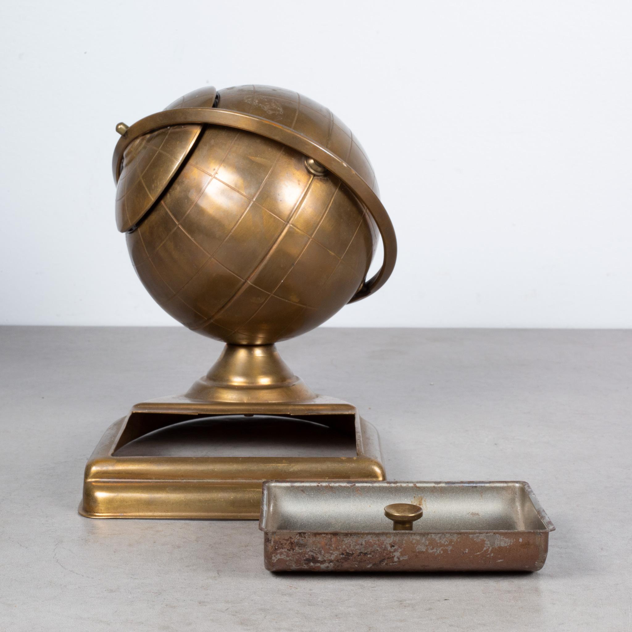 Metal Midcentury Brass Globe Cigarette Holder with Ashtray/Coin Dish, circa 1960
