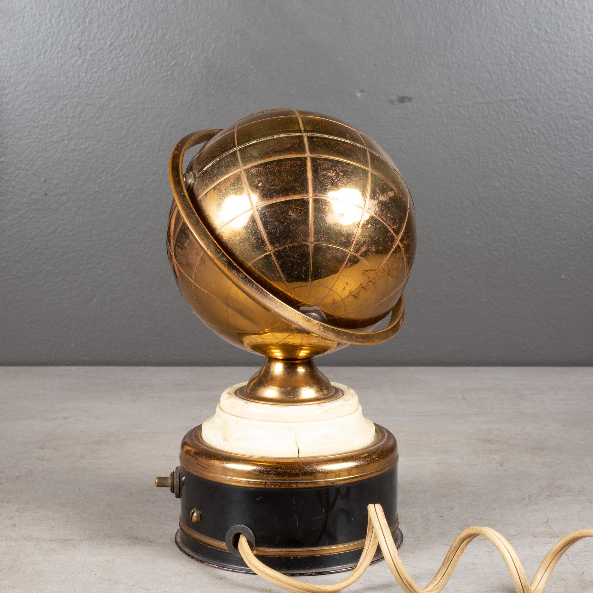 Mid-century Brass Globe Cigarette Holder with LIght c.1960 In Good Condition In San Francisco, CA