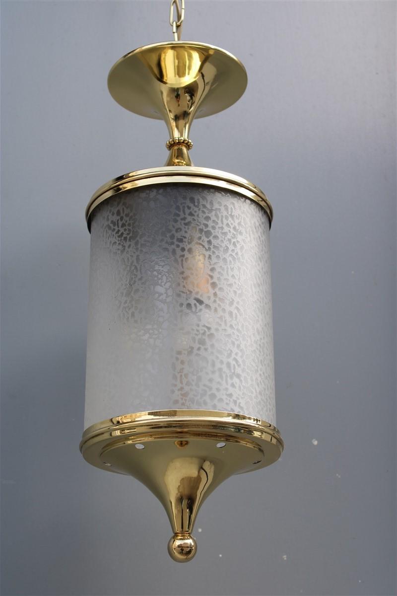 Midcentury brass gold lantern Italian design Lumi Milano 
Measures: Height lantern cm.50.
