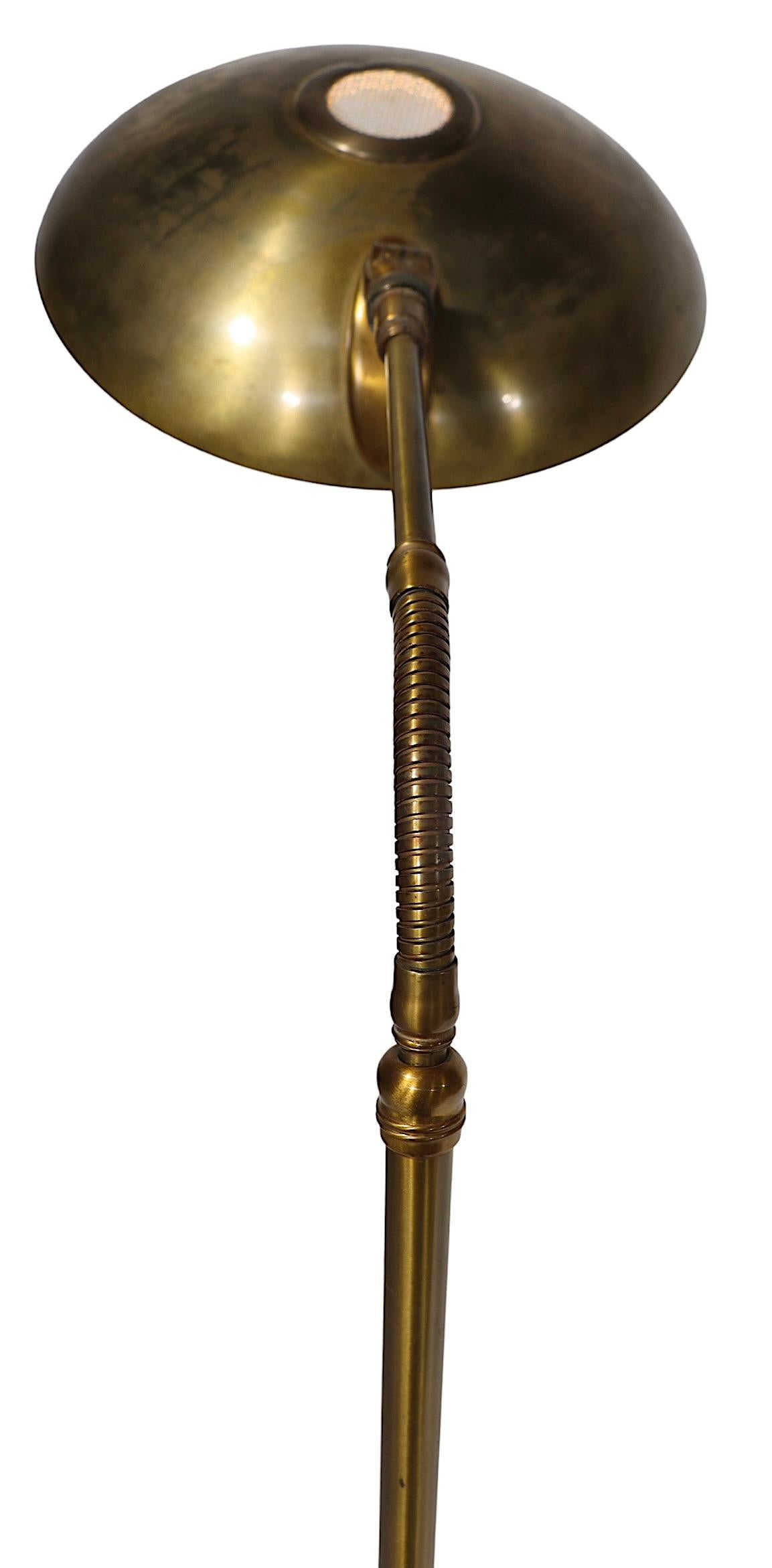 Mid Century Brass Gooseneck Floor Lamp by Gerald Thurston for Lightolier  1950s  2