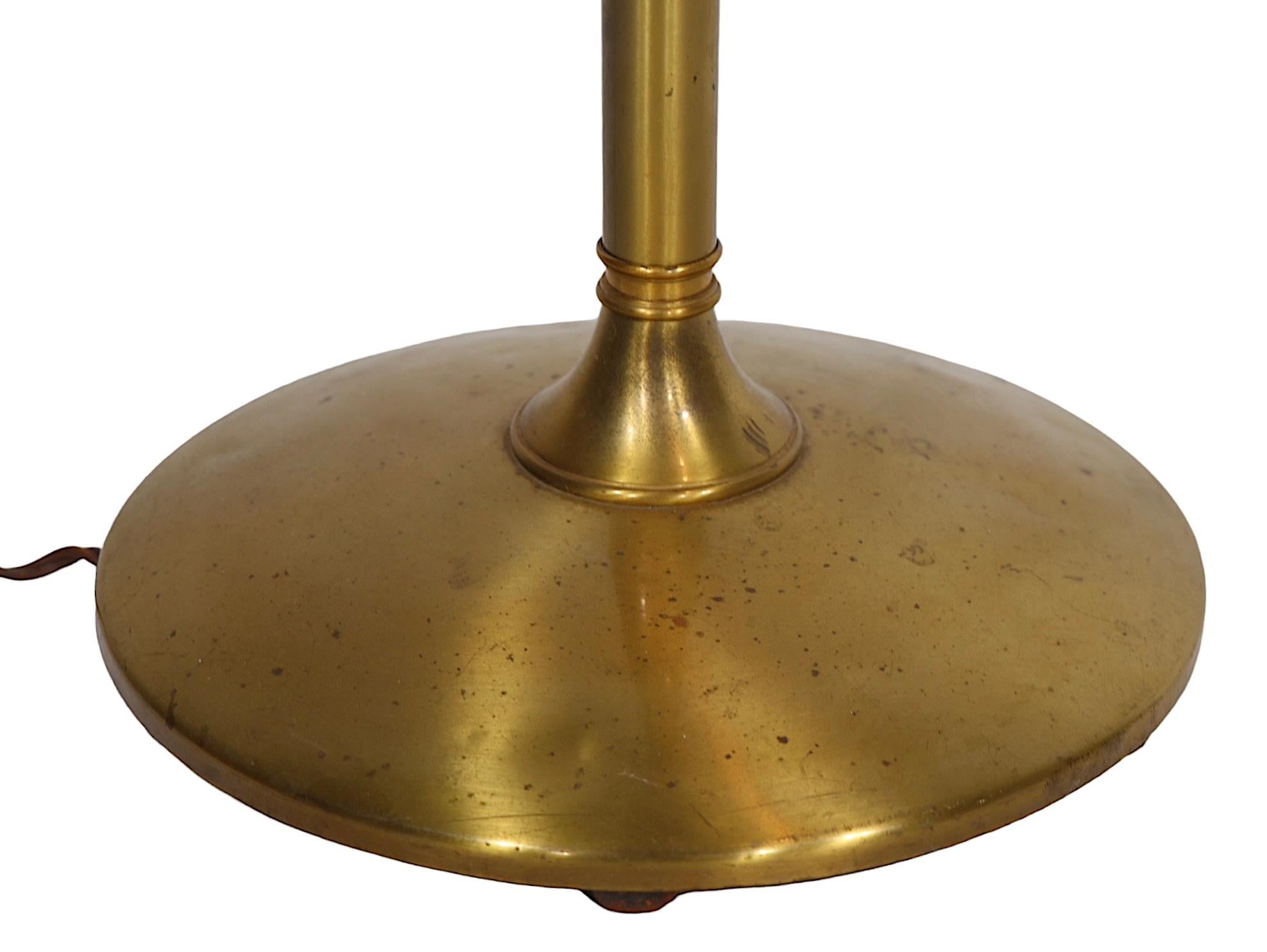 Mid Century Brass Gooseneck Floor Lamp by Gerald Thurston for Lightolier  1950s  3