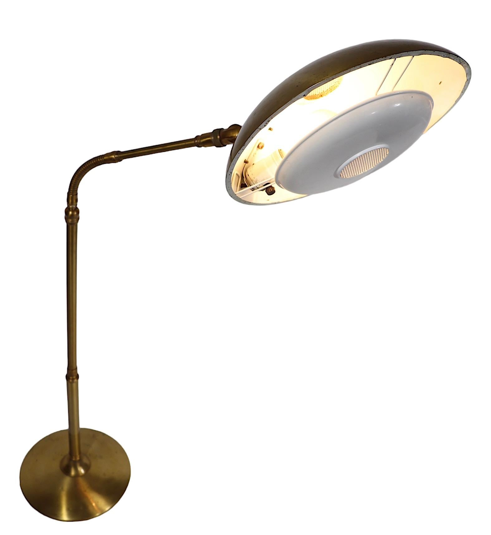Mid Century Brass Gooseneck Floor Lamp by Gerald Thurston for Lightolier  1950s  5