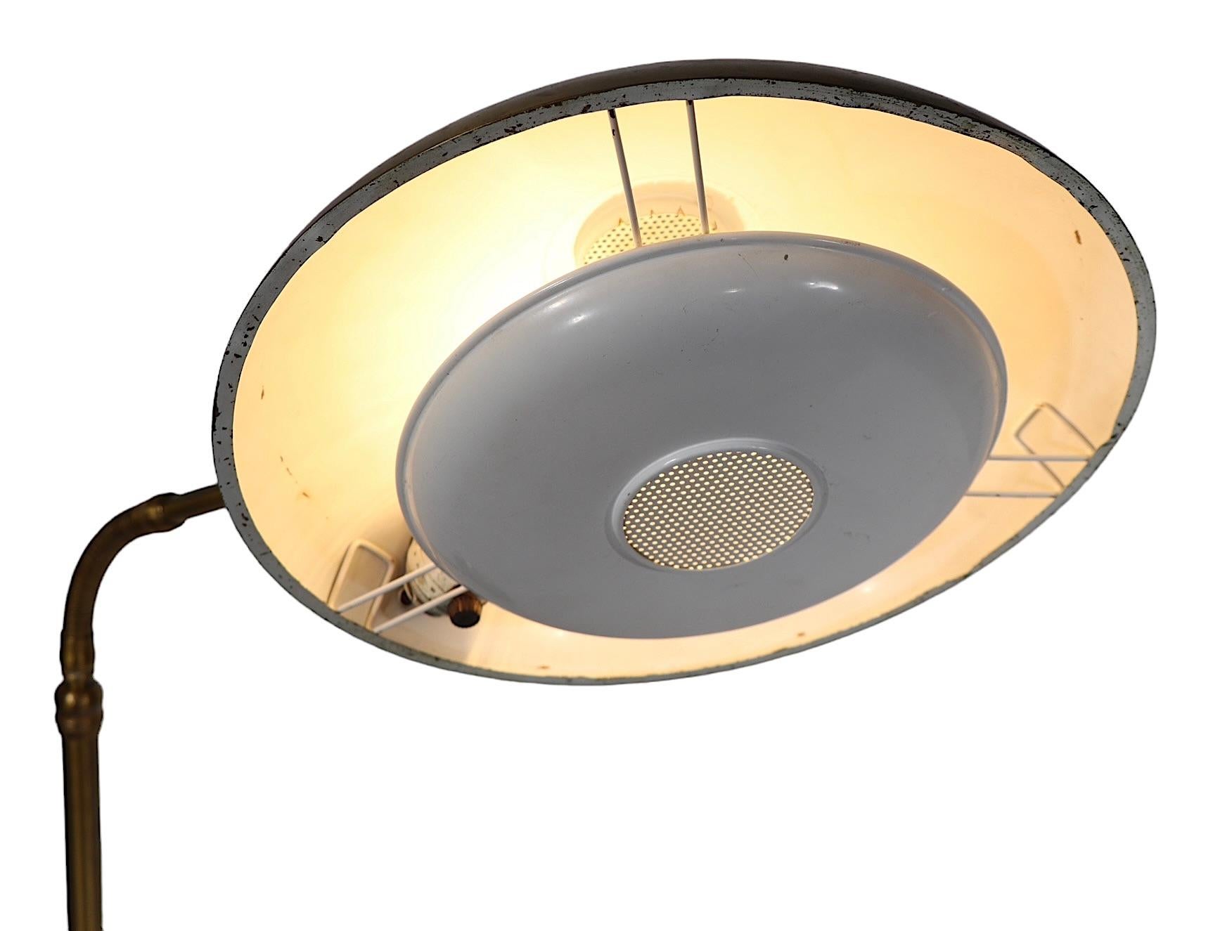 Mid Century Brass Gooseneck Floor Lamp by Gerald Thurston for Lightolier  1950s  6