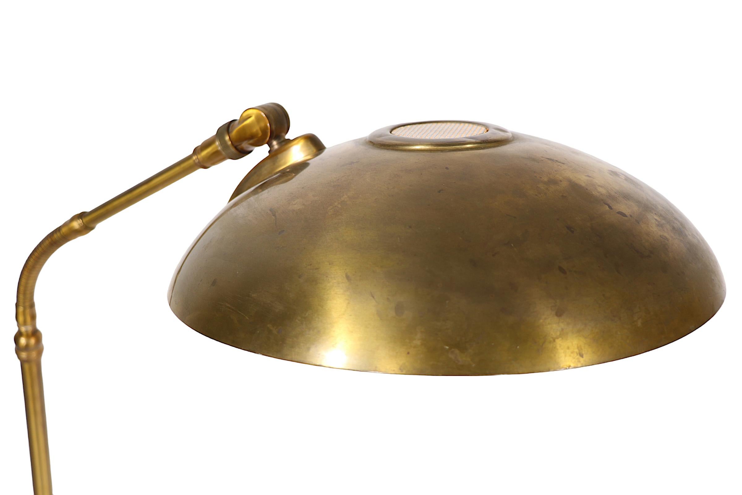Mid Century Brass Gooseneck Floor Lamp by Gerald Thurston for Lightolier  1950s  7