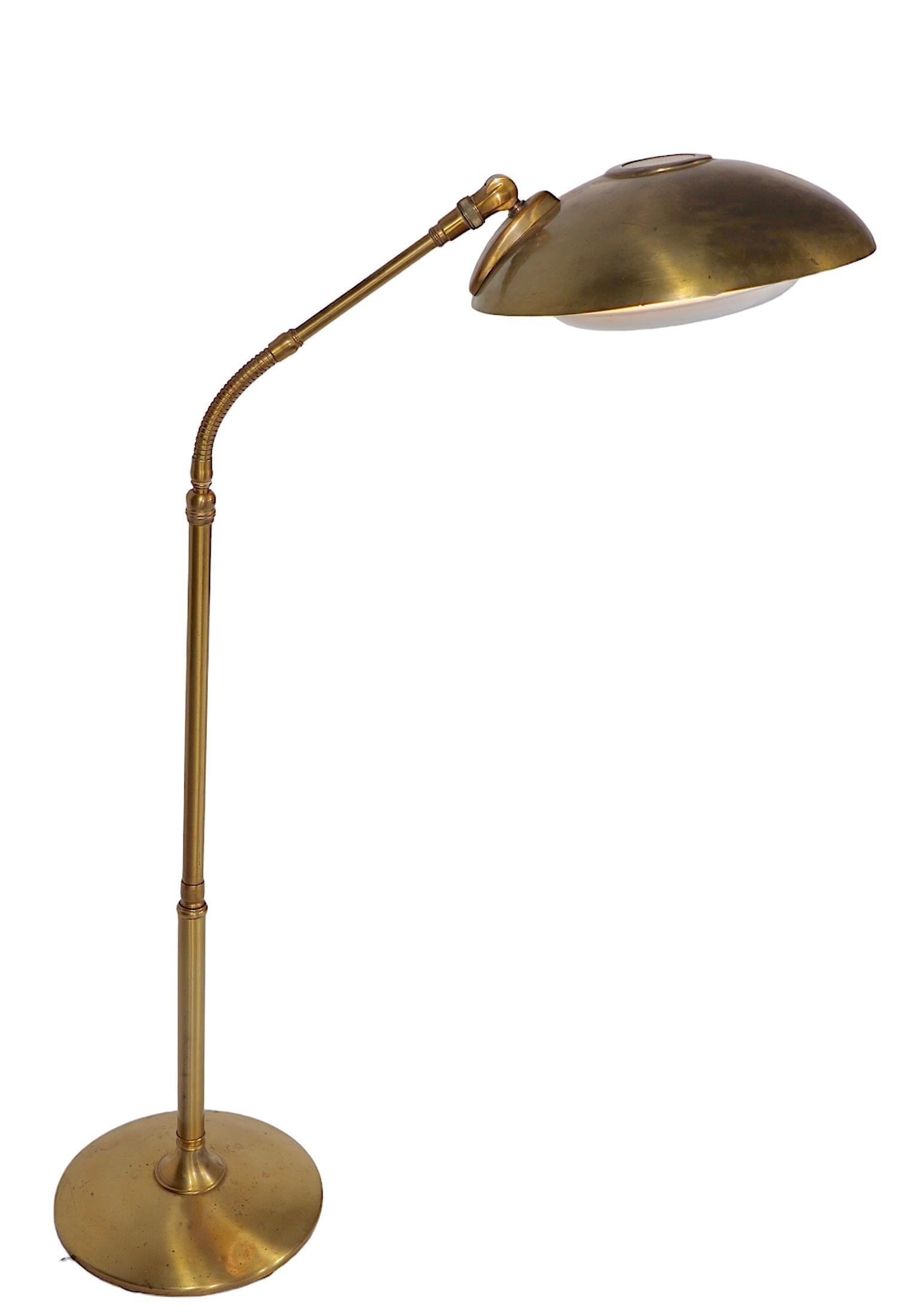 Mid Century Brass Gooseneck Floor Lamp by Gerald Thurston for Lightolier  1950s  8