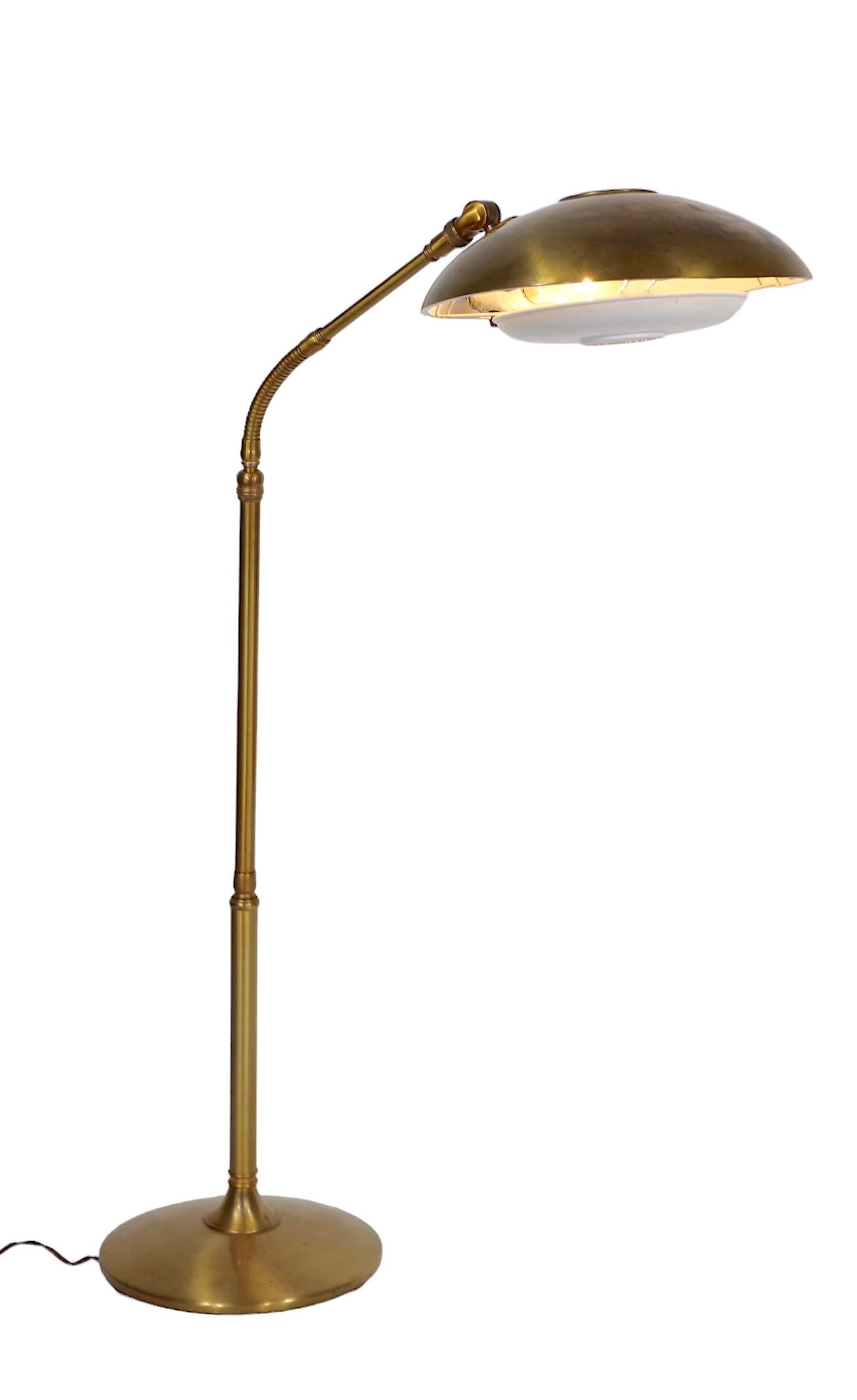 Mid Century Brass Gooseneck Floor Lamp by Gerald Thurston for Lightolier  1950s  9