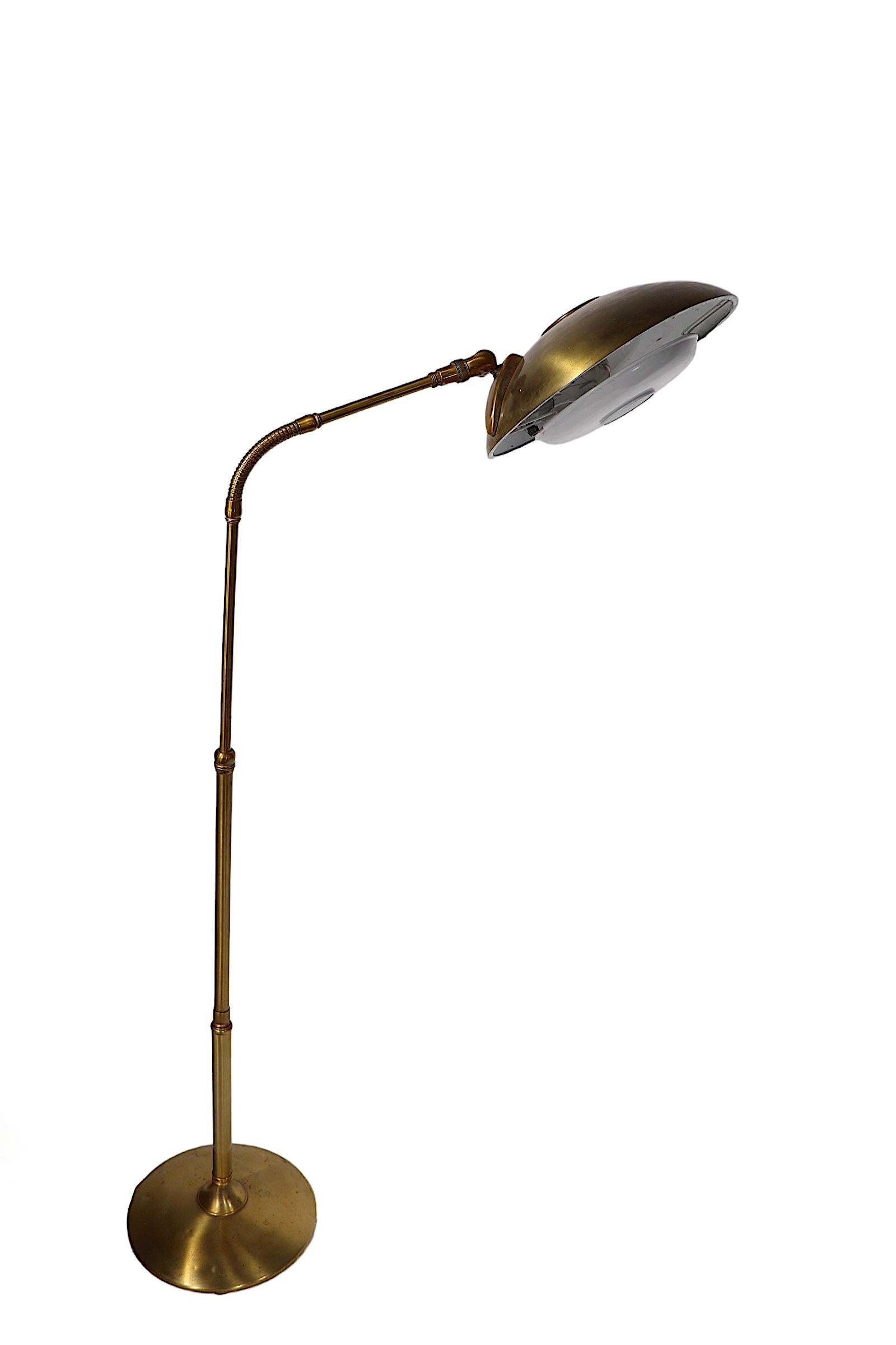 Mid-Century Modern Mid Century Brass Gooseneck Floor Lamp by Gerald Thurston for Lightolier  1950s