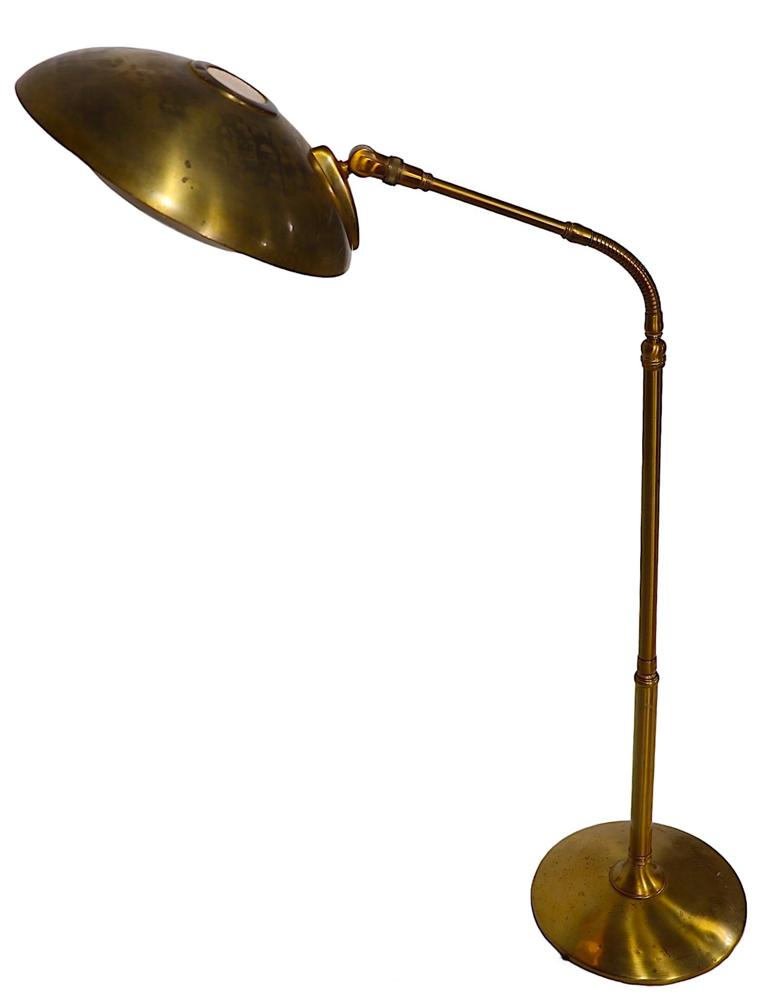 20th Century Mid Century Brass Gooseneck Floor Lamp by Gerald Thurston for Lightolier  1950s