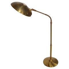 Mid Century Brass Gooseneck Floor Lamp by Gerald Thurston for Lightolier  1950s 