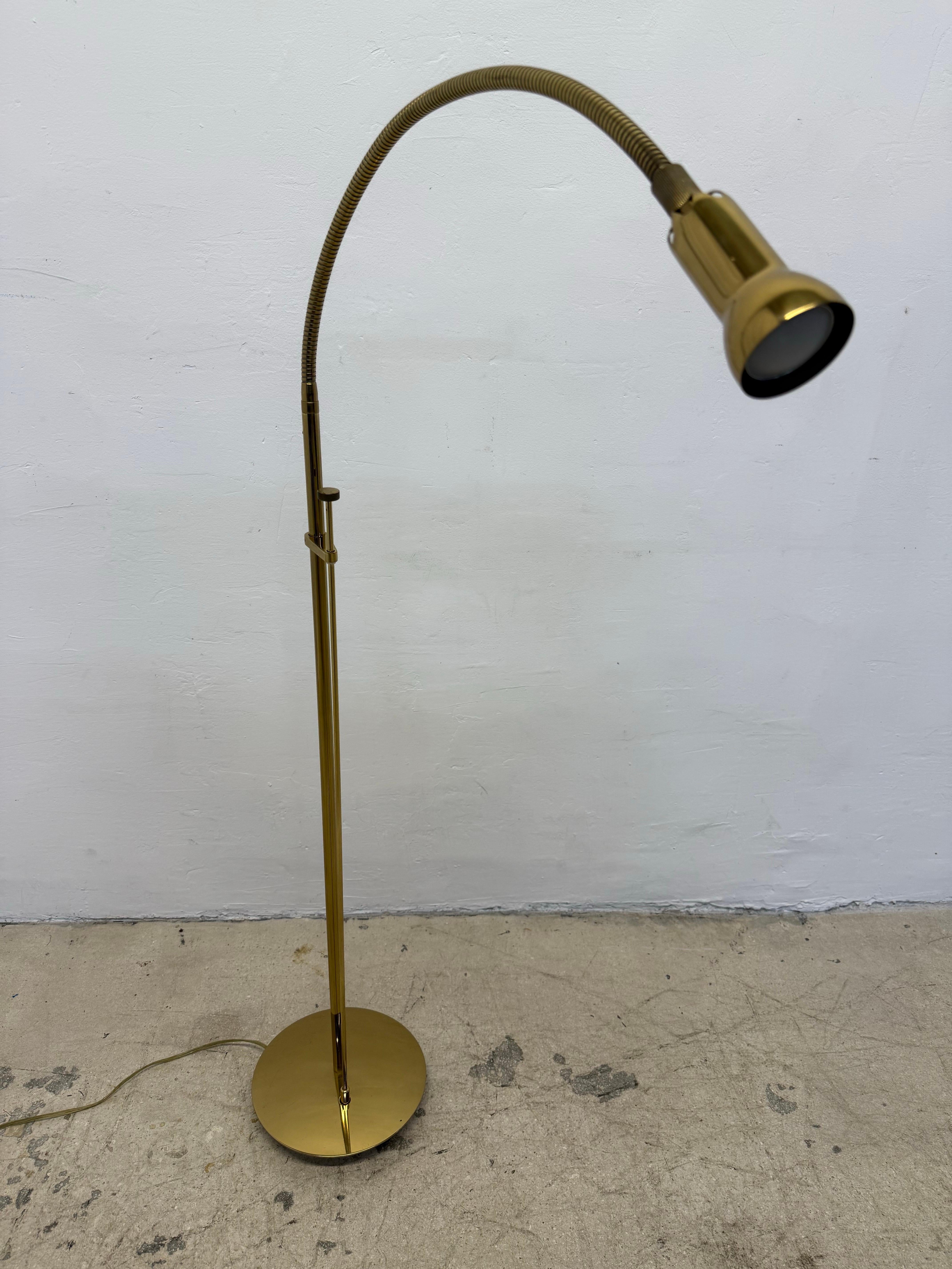 20th Century Mid-Century Brass Gooseneck Floor Lamp by Holtköetter