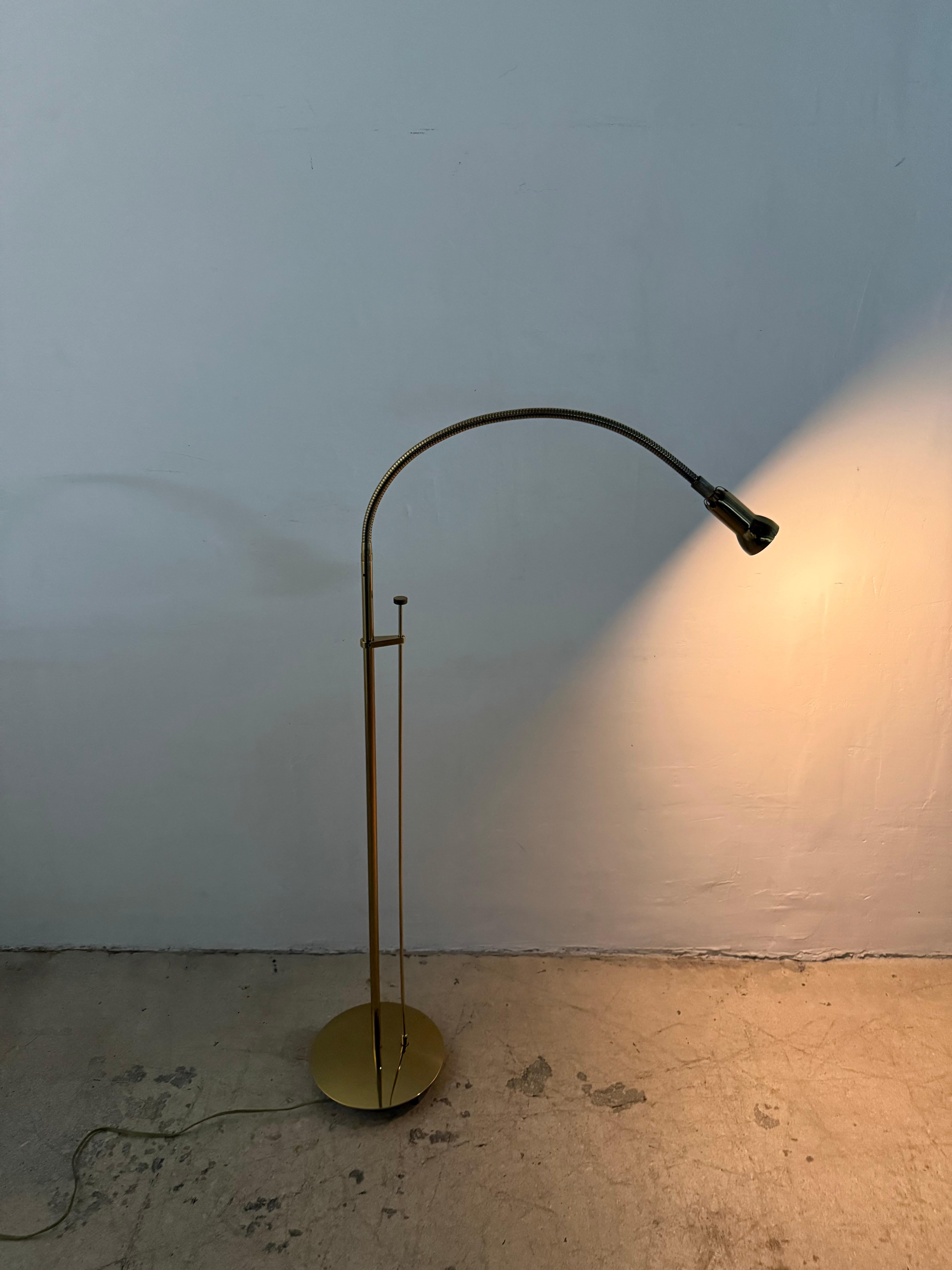 Mid-Century Brass Gooseneck Floor Lamp by Holtköetter 1