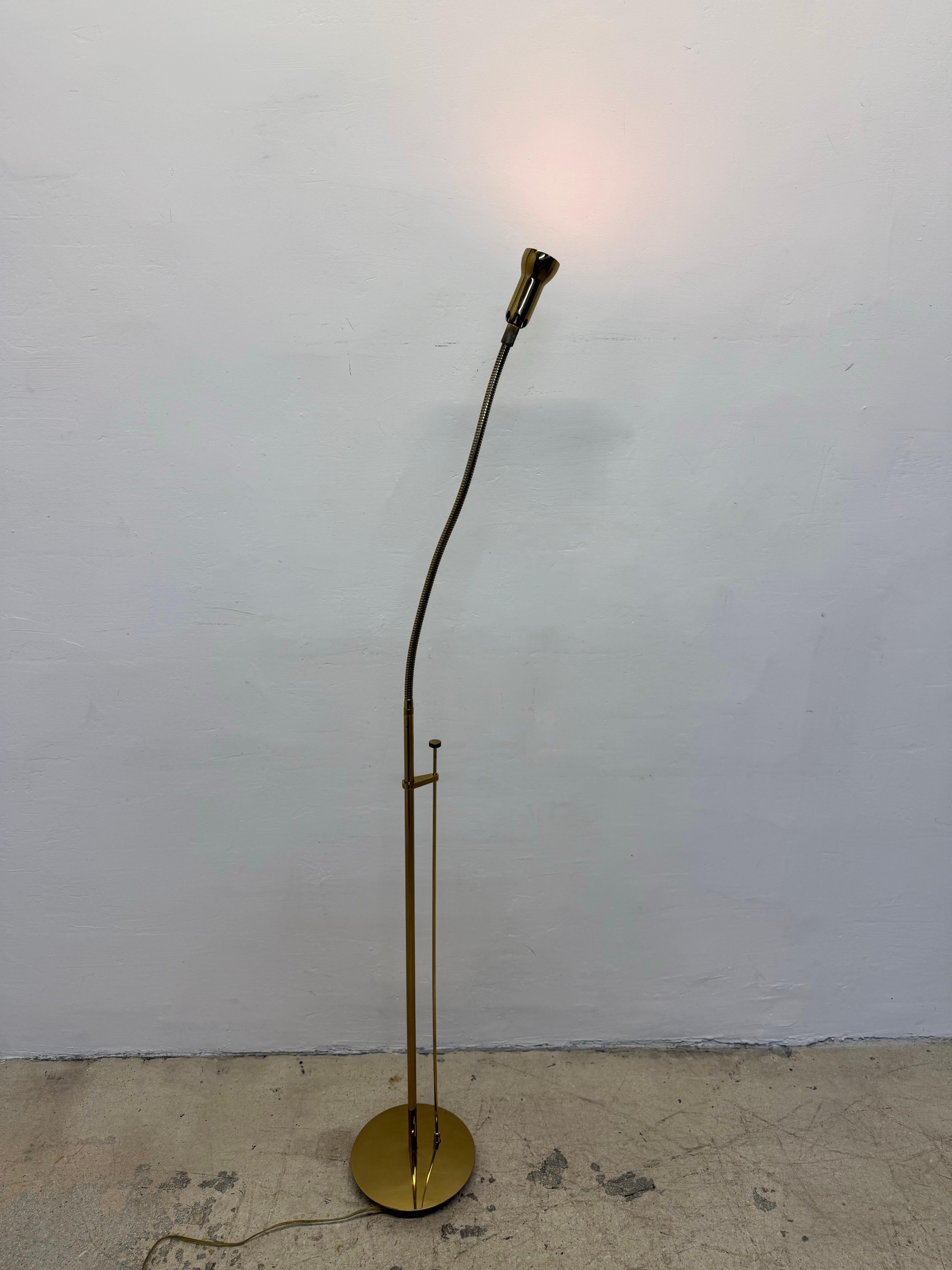 Mid-Century Brass Gooseneck Floor Lamp by Holtköetter 2
