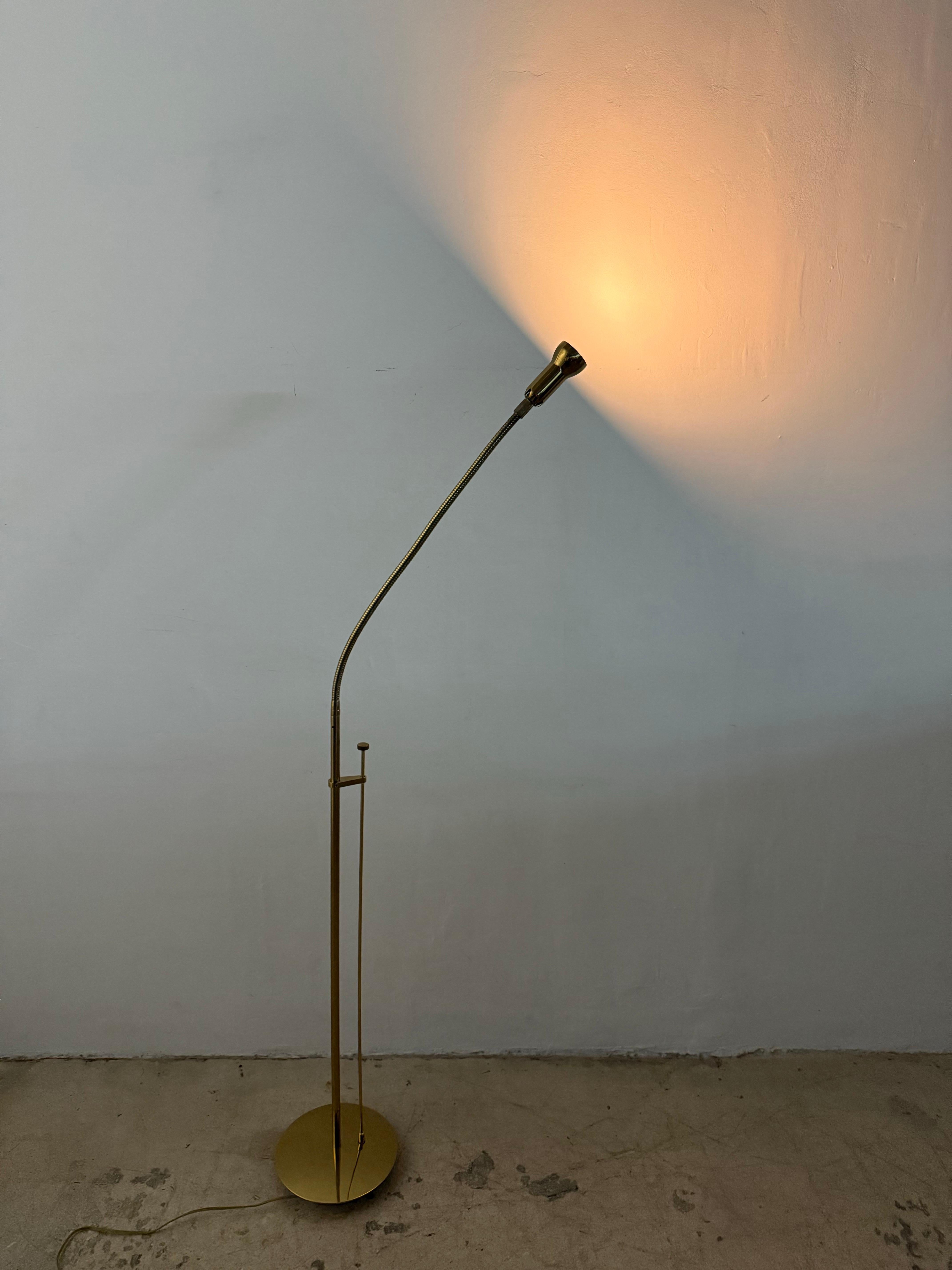 Mid-Century Brass Gooseneck Floor Lamp by Holtköetter 3