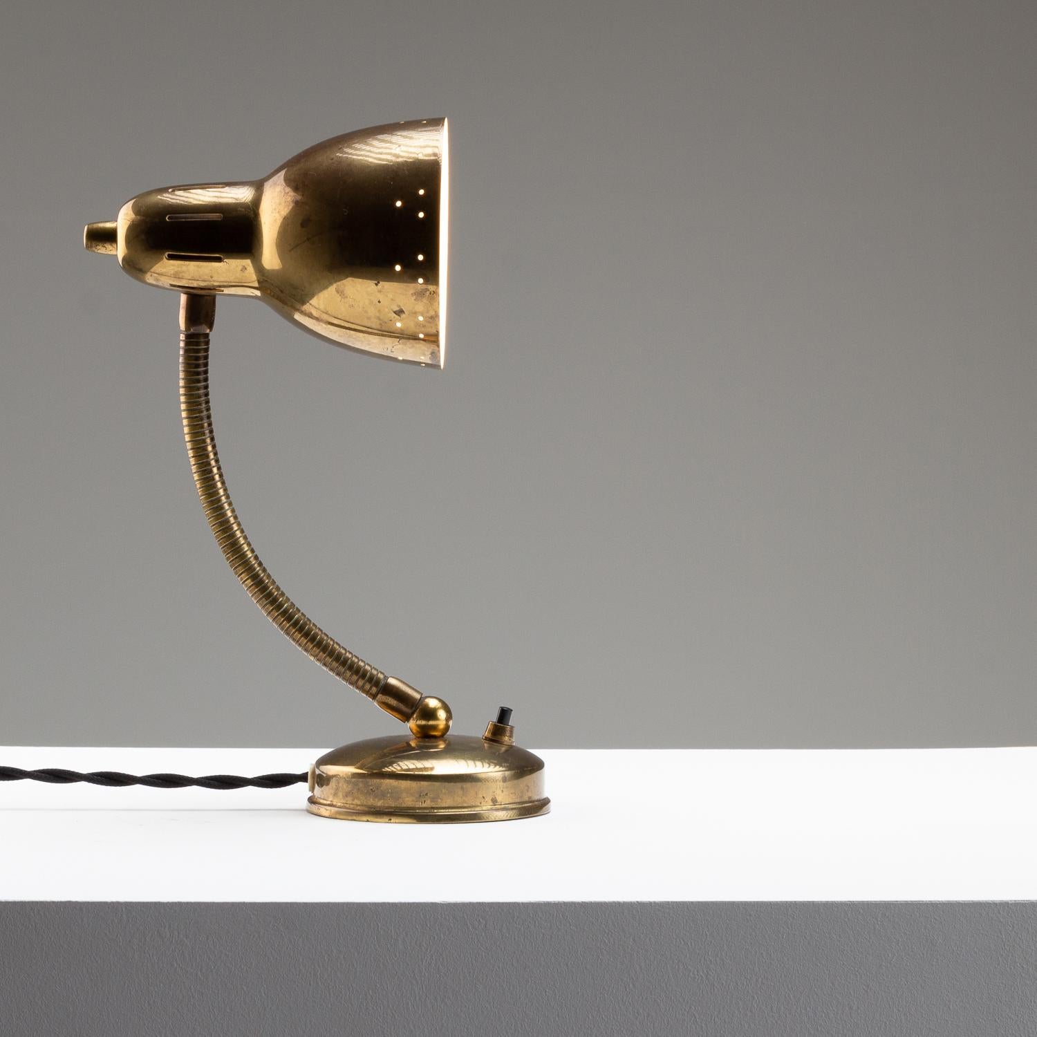 Mid-Century Modern Mid Century Brass Gooseneck Table Lamp by Hans-Agne Jakobsson, Sweden, 1950s For Sale