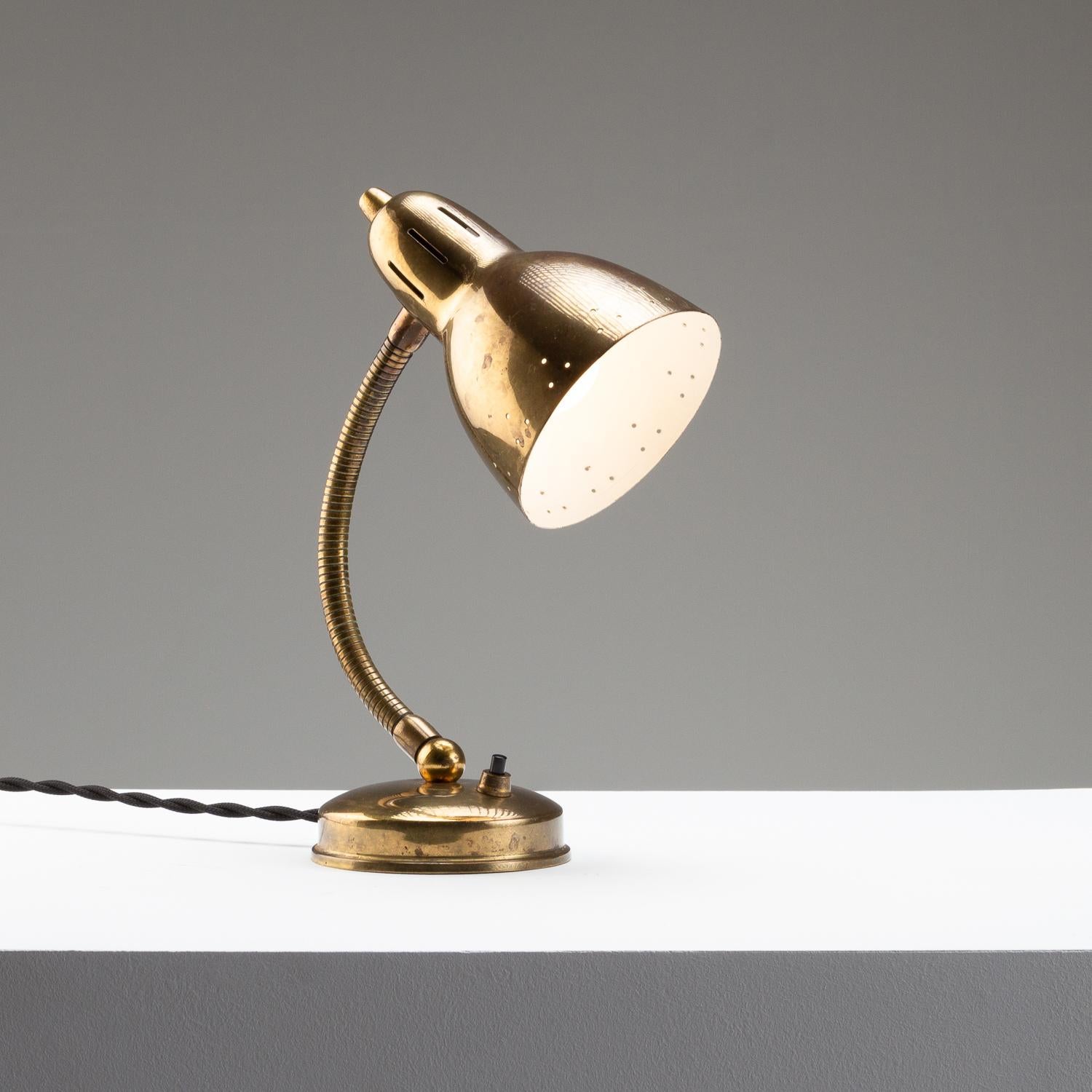 Swedish Mid Century Brass Gooseneck Table Lamp by Hans-Agne Jakobsson, Sweden, 1950s For Sale