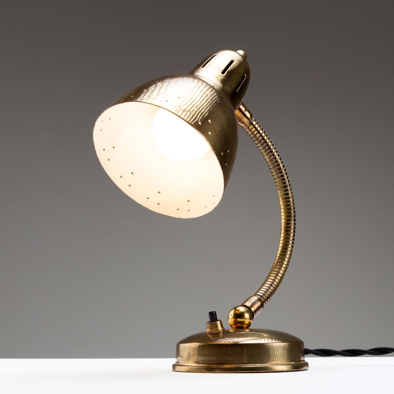 Mid-20th Century Mid Century Brass Gooseneck Table Lamp by Hans-Agne Jakobsson, Sweden, 1950s For Sale