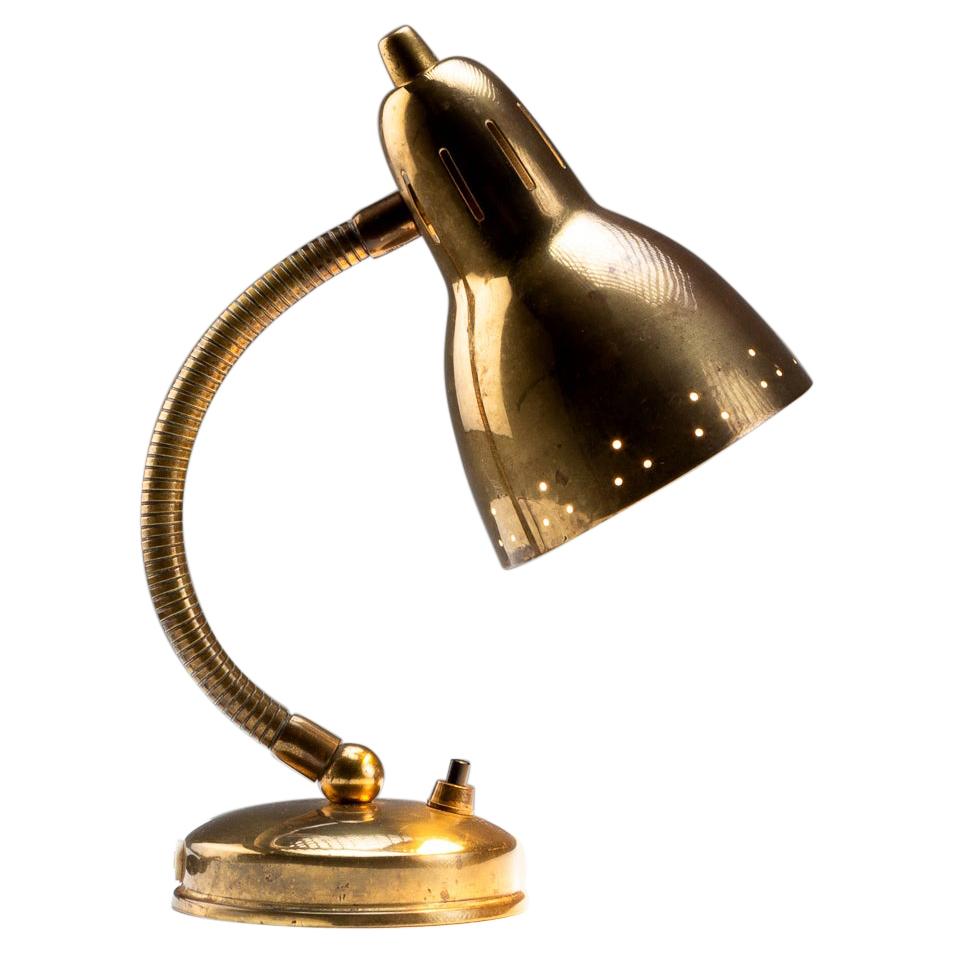 Mid Century Brass Gooseneck Table Lamp by Hans-Agne Jakobsson, Sweden, 1950s For Sale