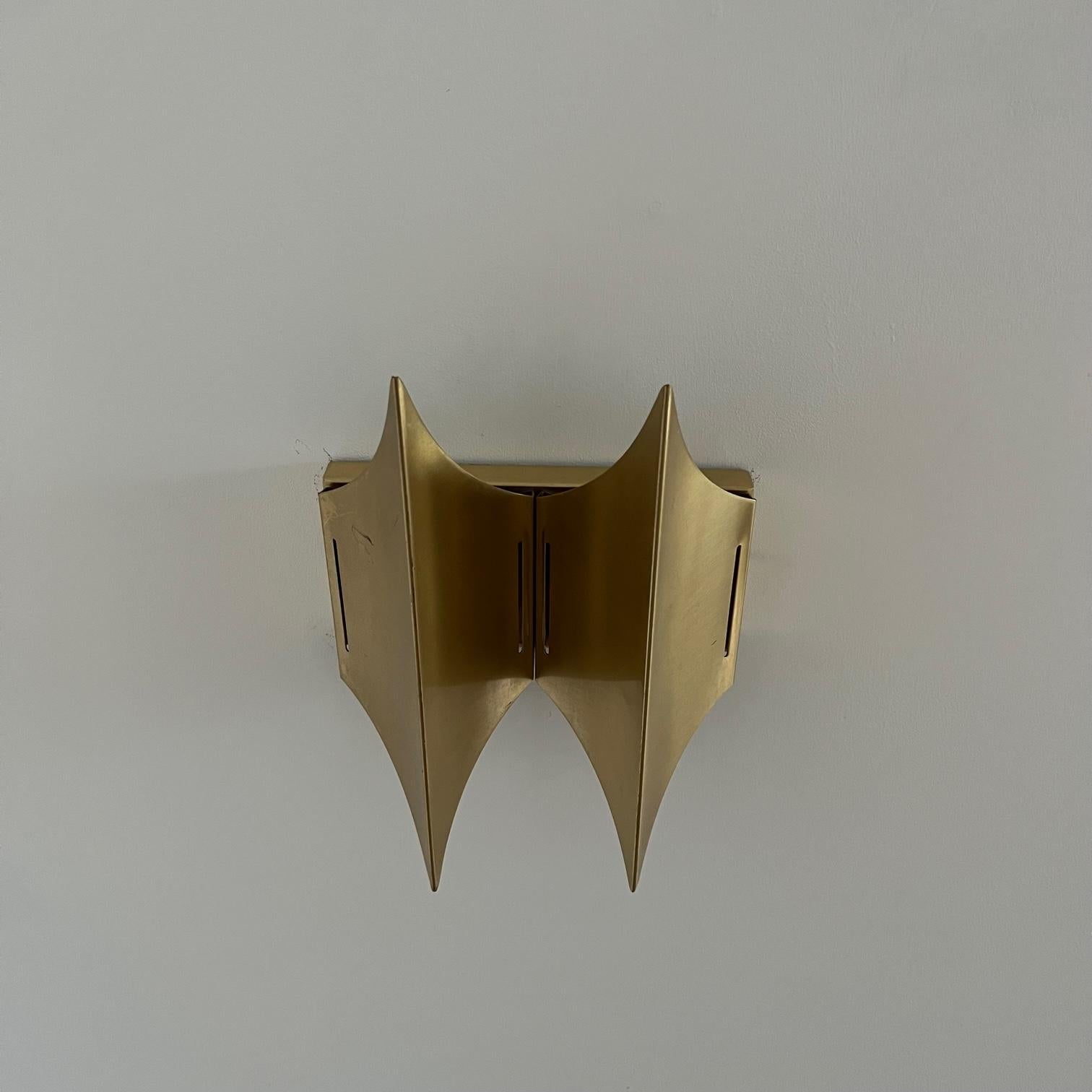 Danish Mid-Century Brass Gothic Wall Lights by Bent Karlby '2 Pieces Available' For Sale