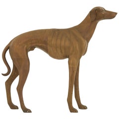 Retro Midcentury Brass Greyhound Statue