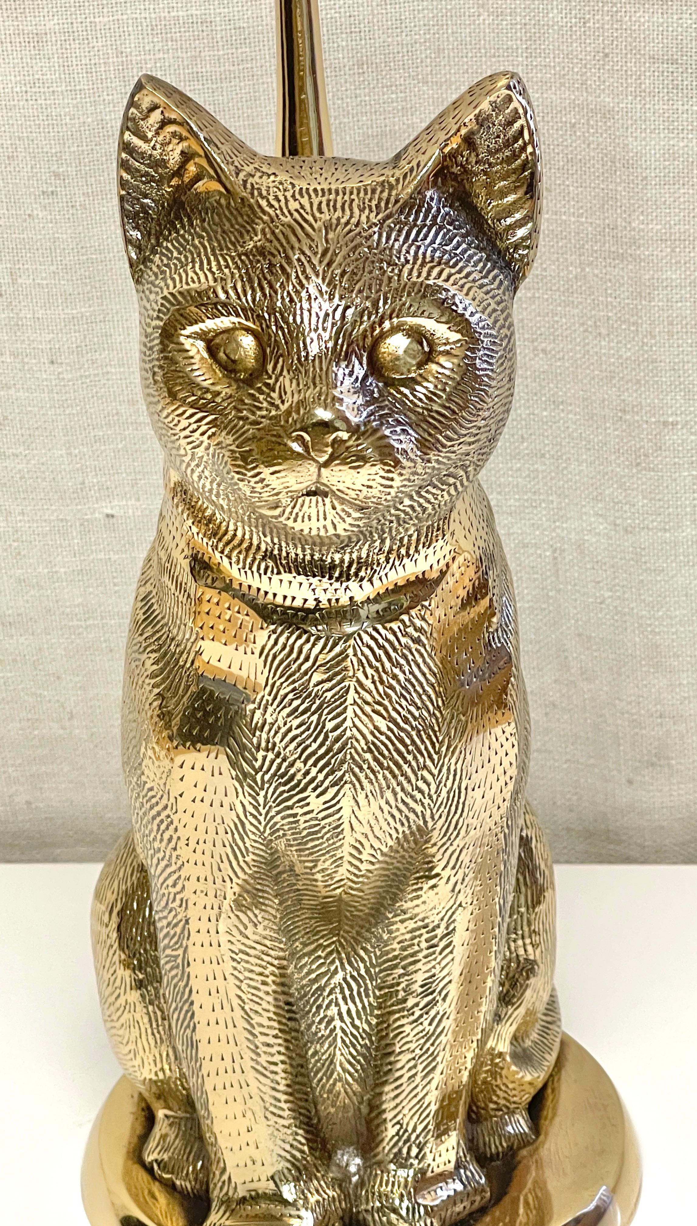 Mid-Century Brass Handled Cat Doorstop, by Sarreid Ltd. For Sale 3
