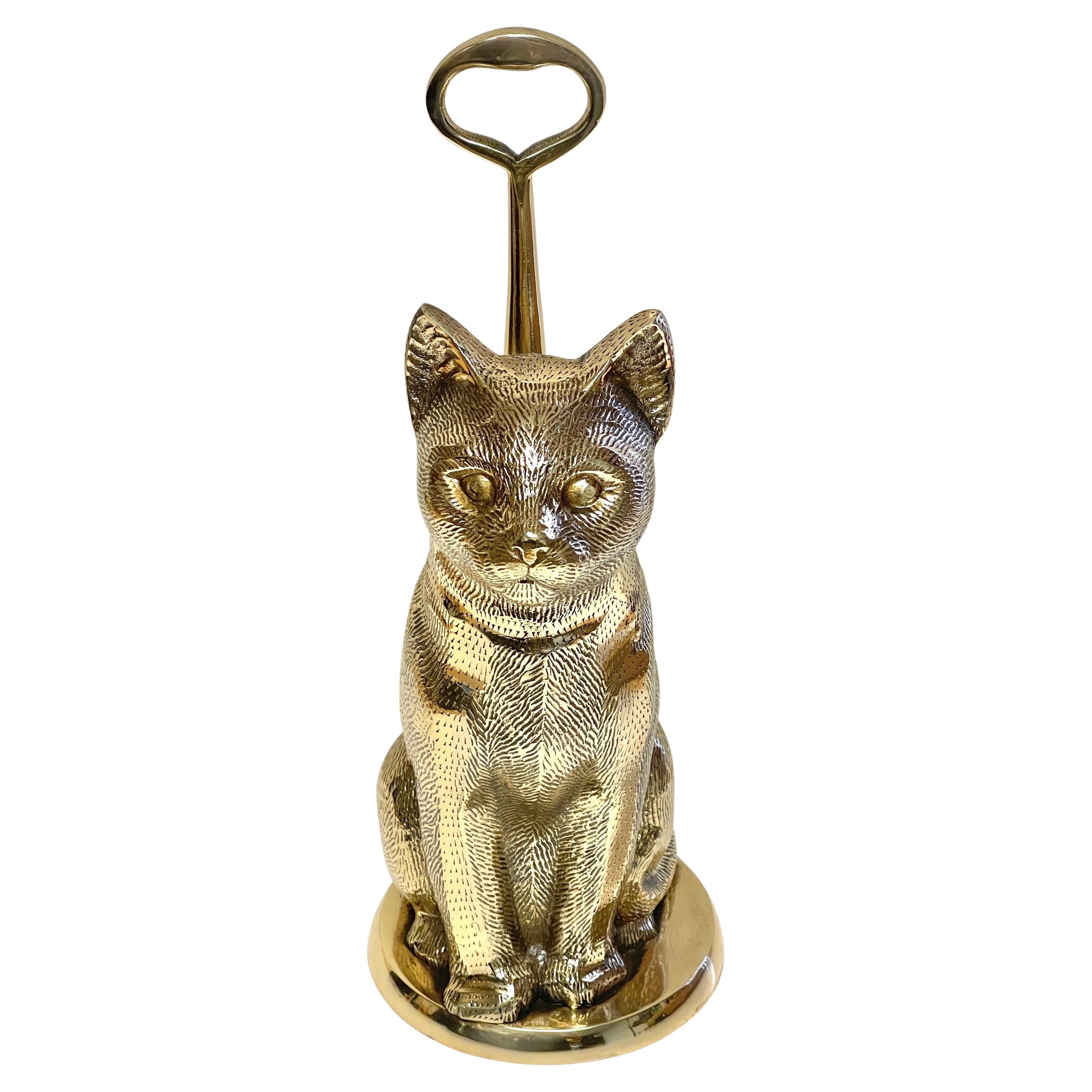 Mid-Century Brass Handled Cat Doorstop, by Sarreid Ltd.