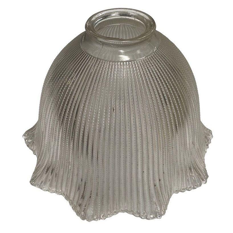 Lampada a sospensione a soffitto in ottone di metà secolo con paralume a campana in vetro Holophane In condizioni ottime in vendita a Van Nuys, CA