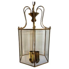 Mid Century Brass Hexagon Lantern