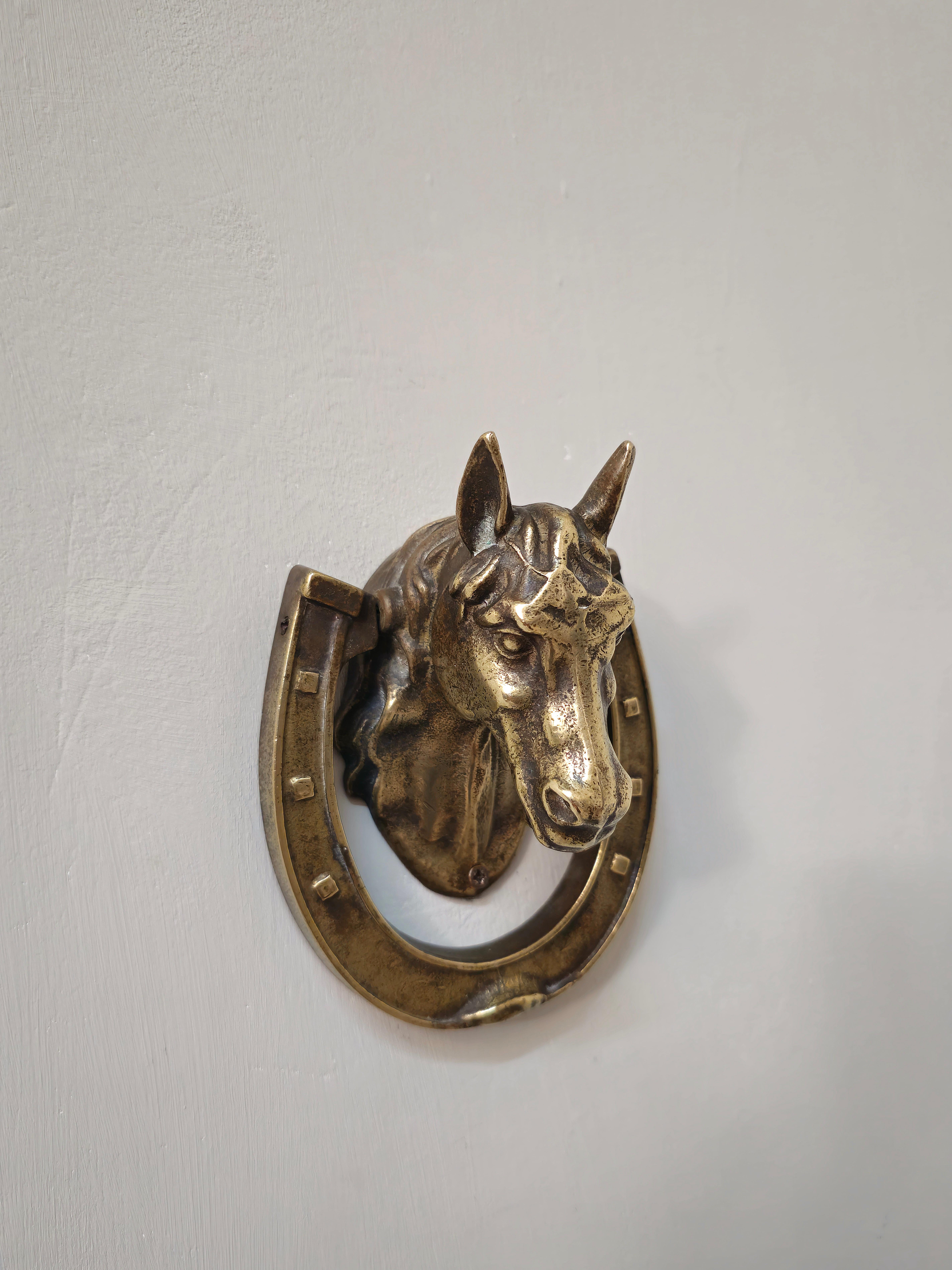 Mid-Century Modern Mid century Brass Horse Door Knocker Italiano 1960s For Sale