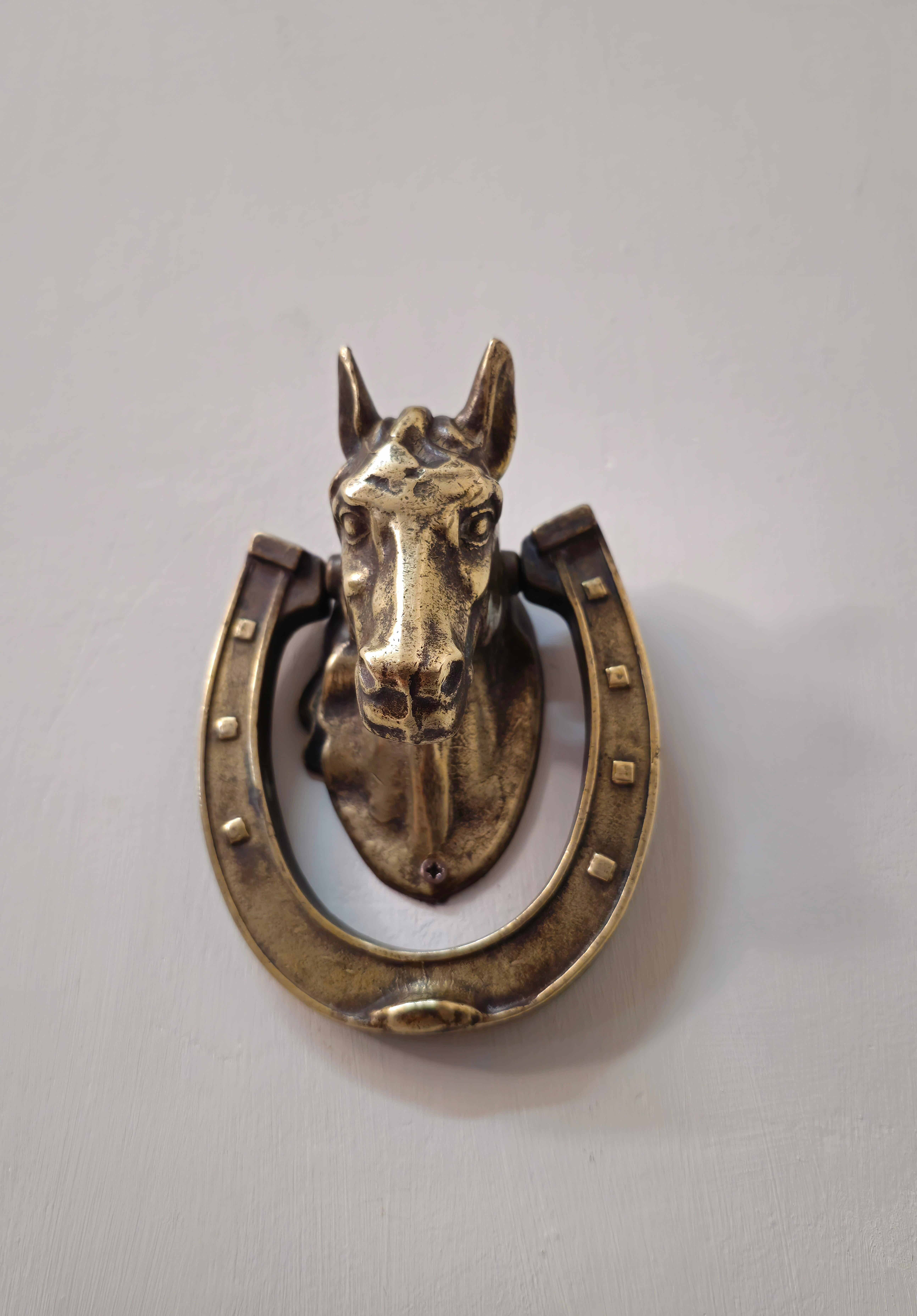 Mid century Brass Horse Door Knocker Italiano 1960s For Sale 2
