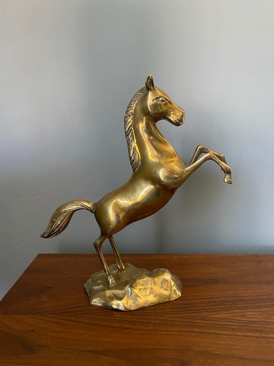 Mid-20th Century Mid-Century Brass Horse Sculpture