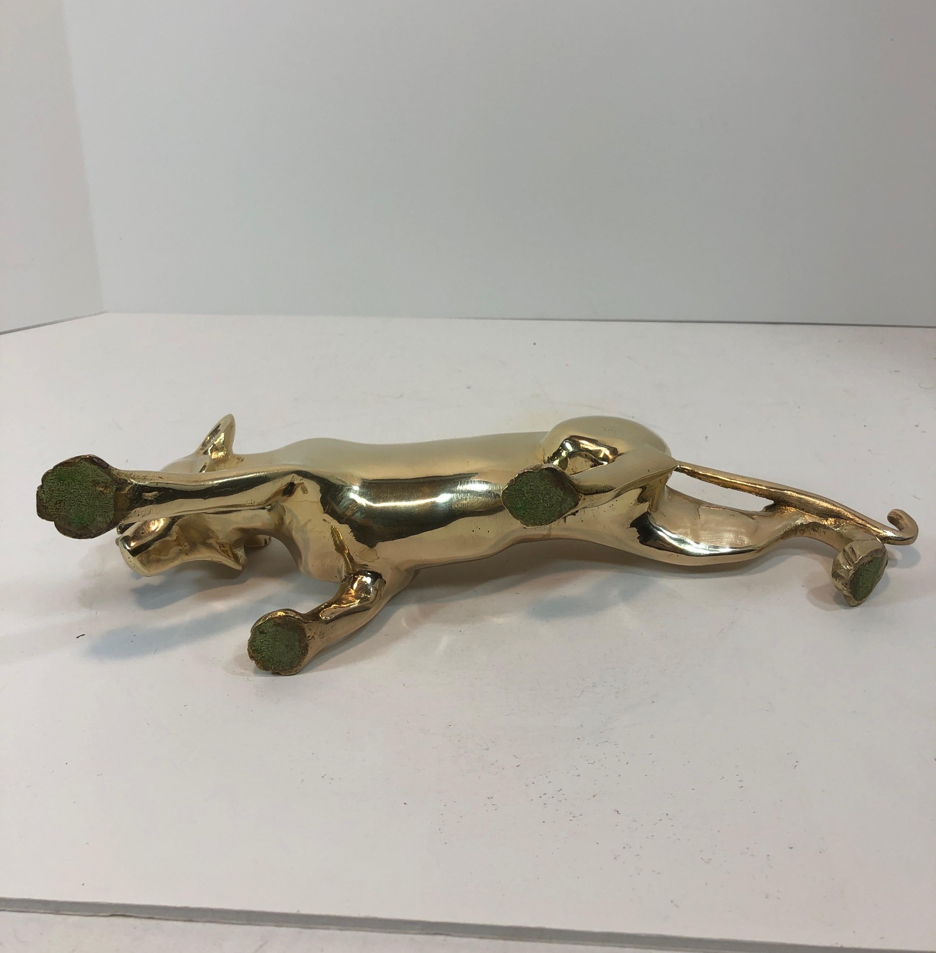 Midcentury Brass Hunting Panther Sculpture 2