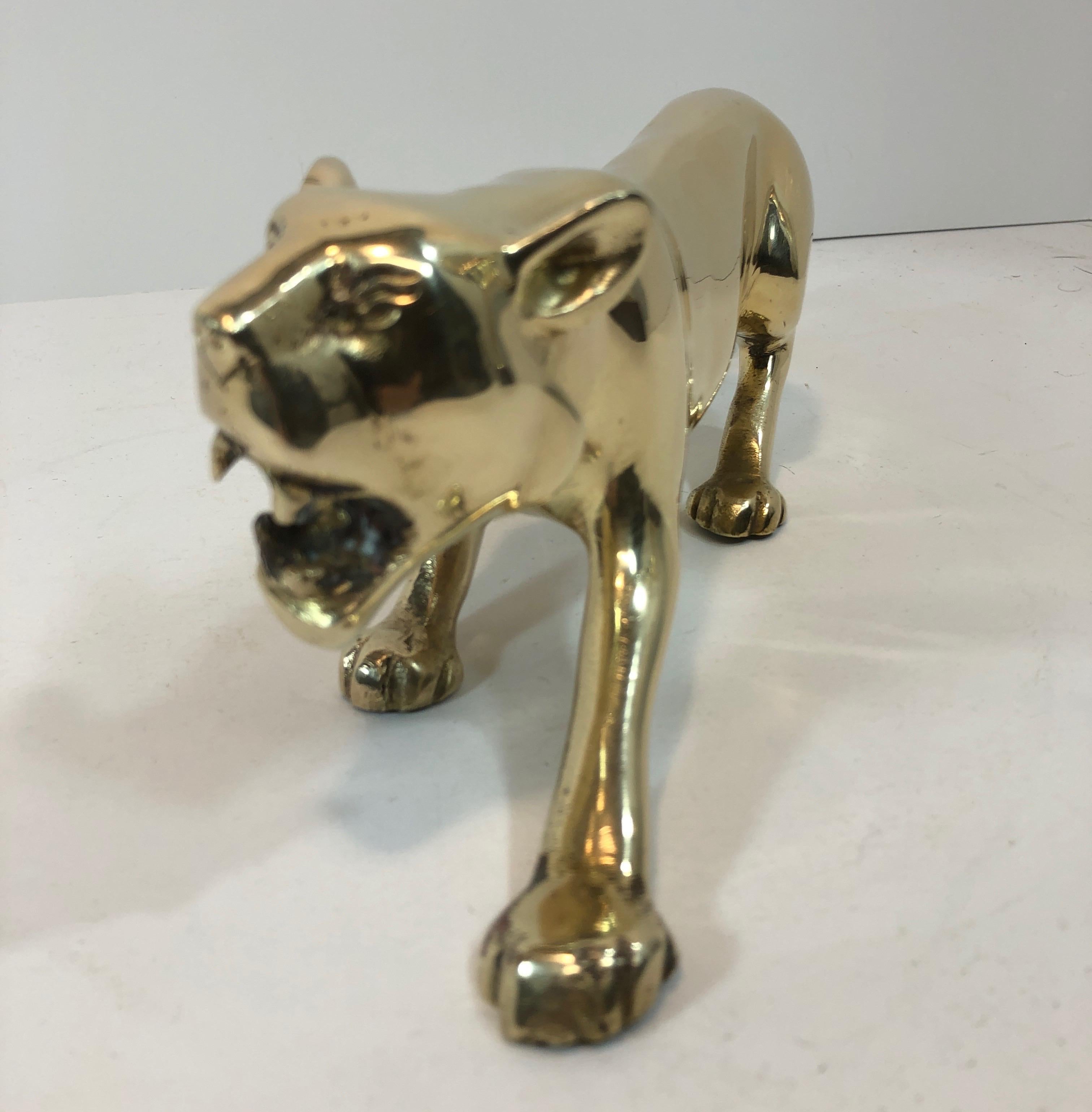 Midcentury Brass Hunting Panther Sculpture 3
