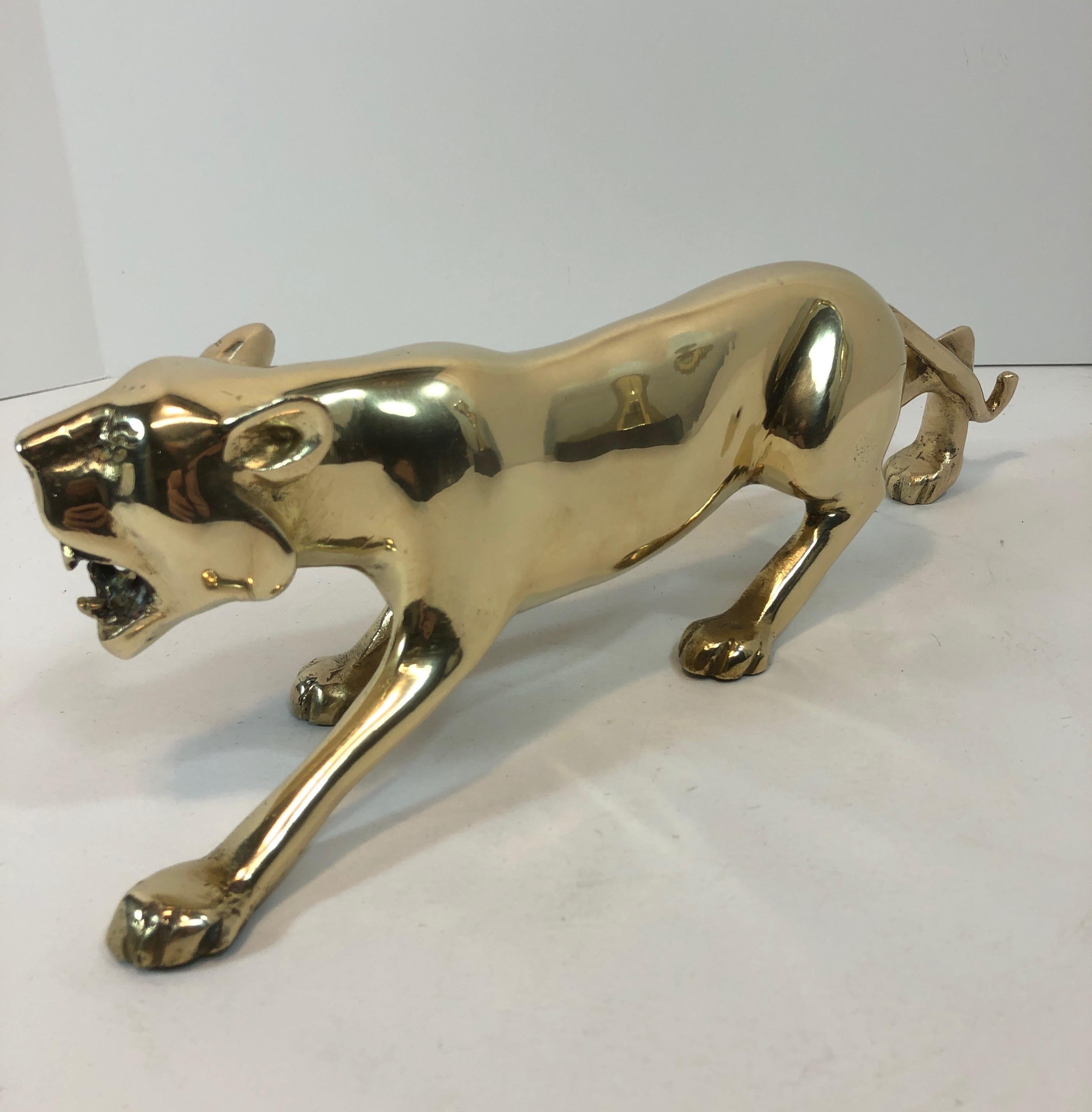 Midcentury Brass Hunting Panther Sculpture 4