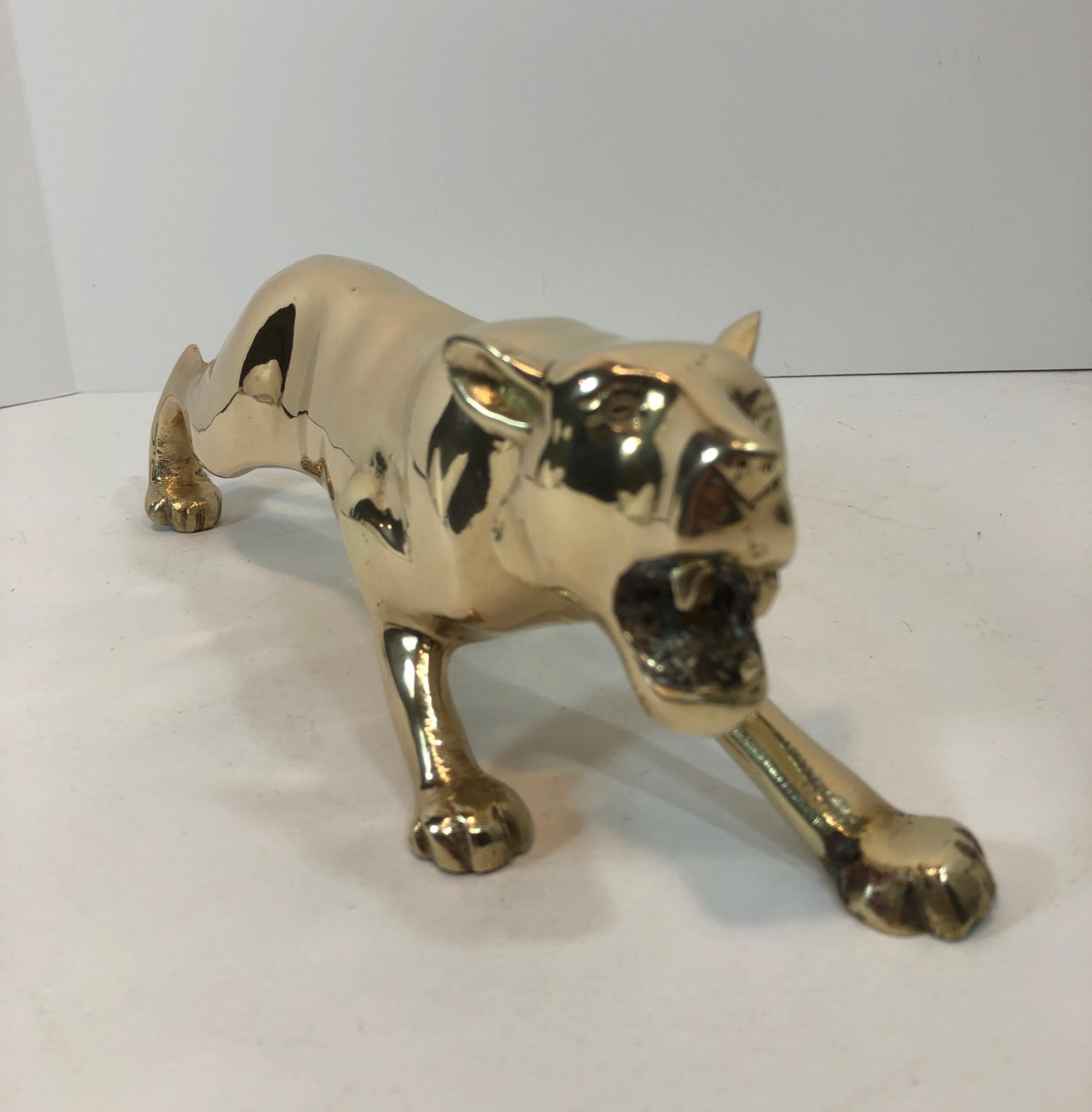 Midcentury Brass Hunting Panther Sculpture 5