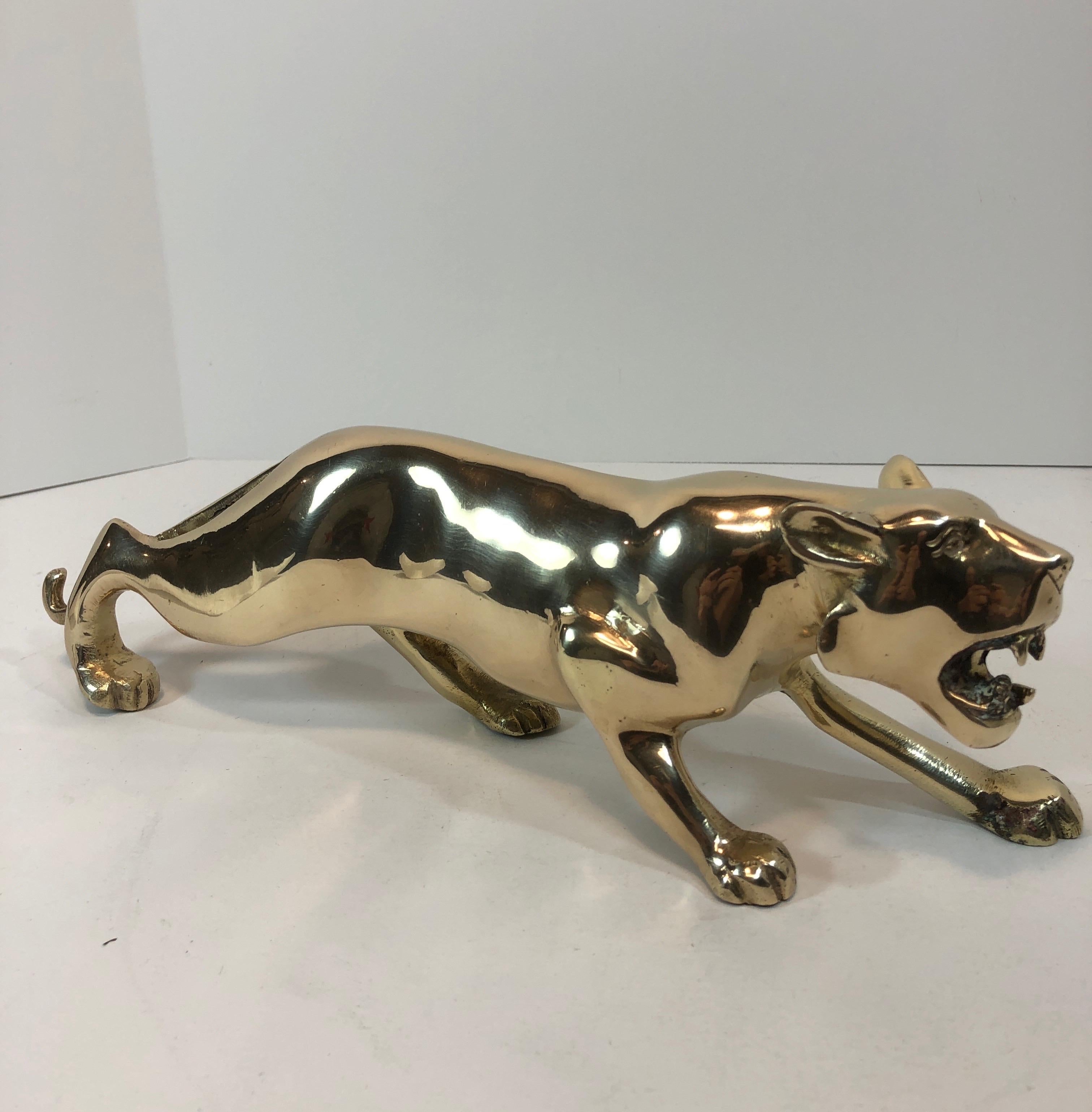 Midcentury Brass Hunting Panther Sculpture 6