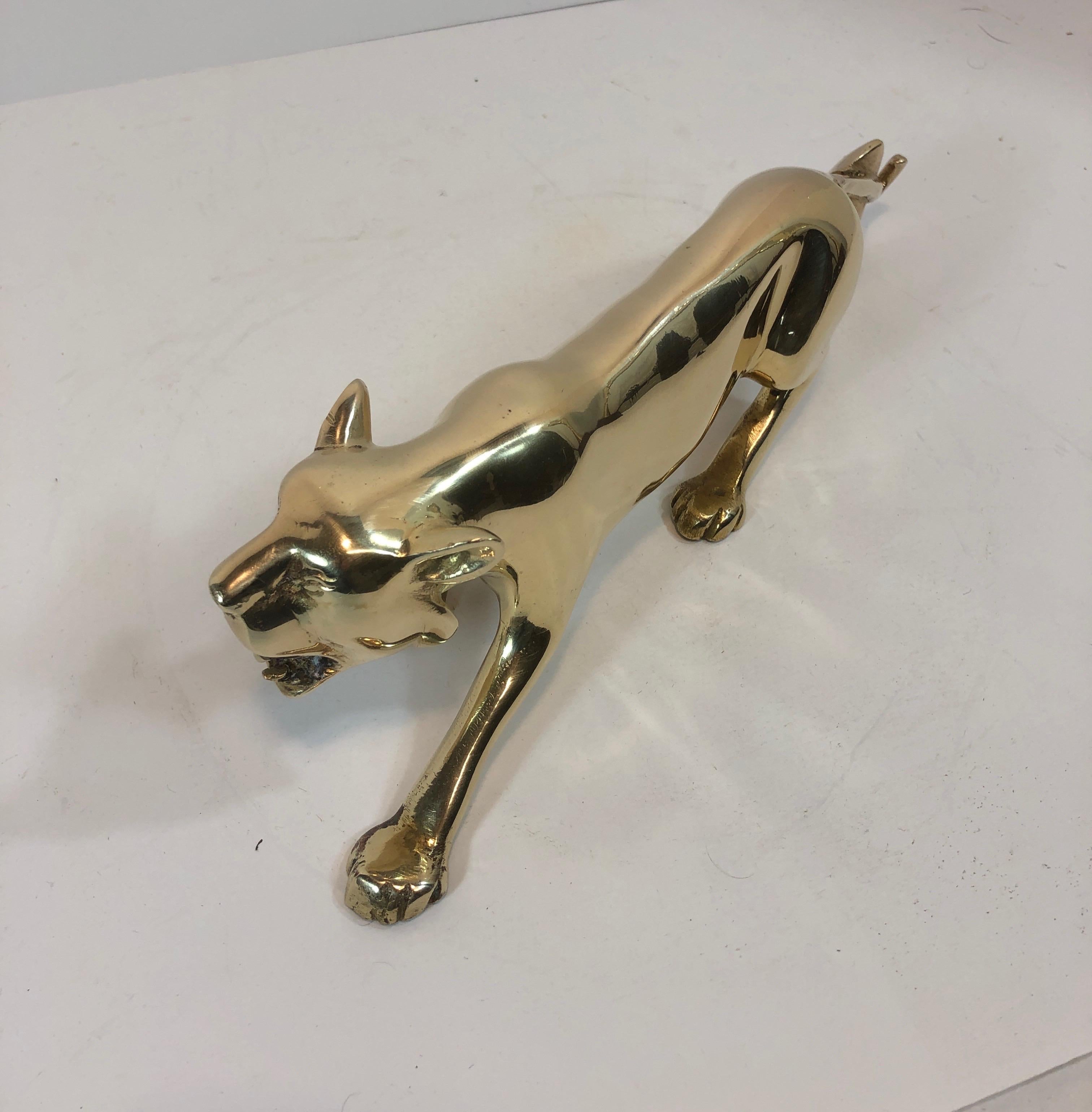 Midcentury Brass Hunting Panther Sculpture 10