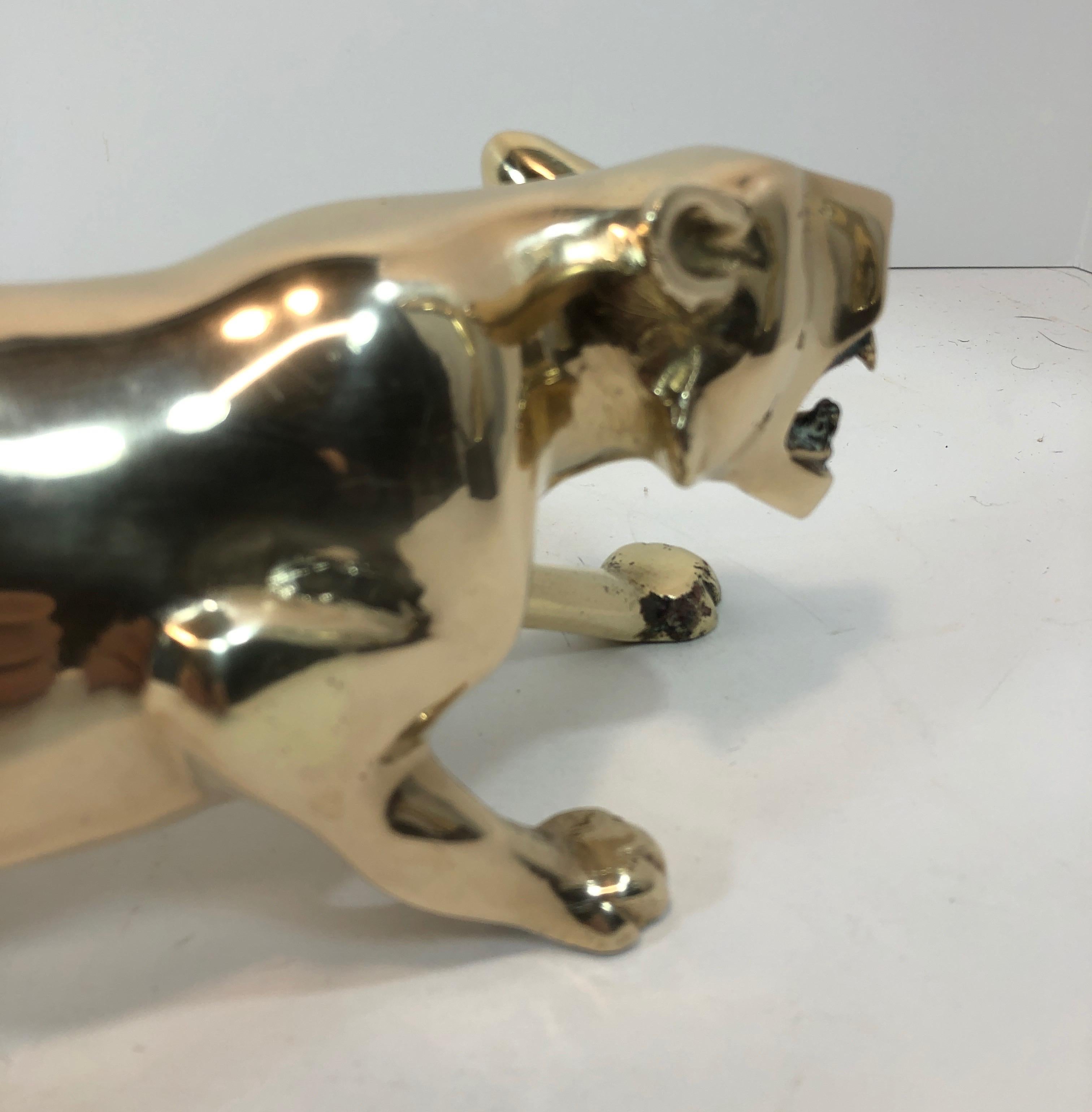 Midcentury Brass Hunting Panther Sculpture In Good Condition In New York, NY
