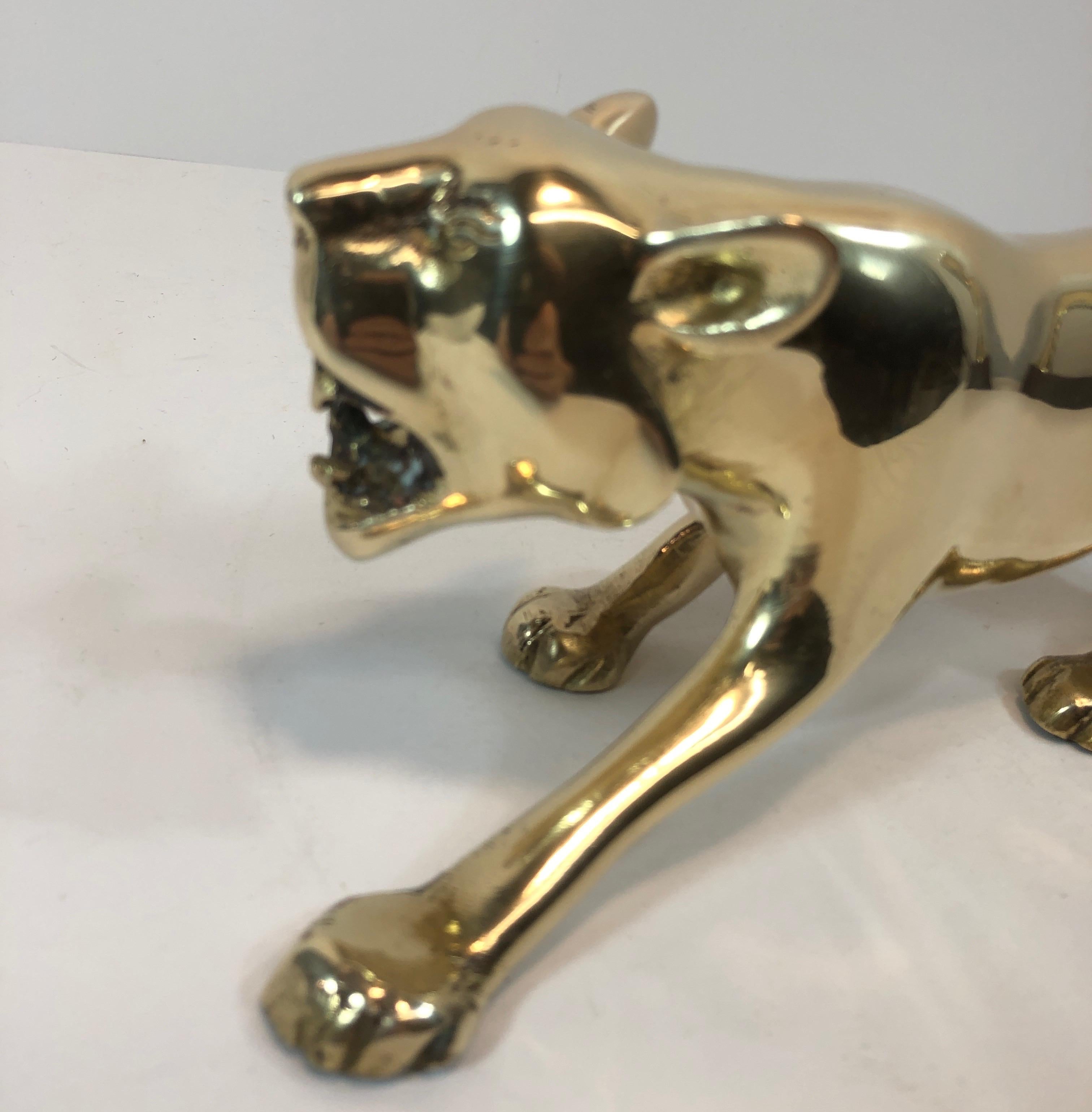 Midcentury Brass Hunting Panther Sculpture 1